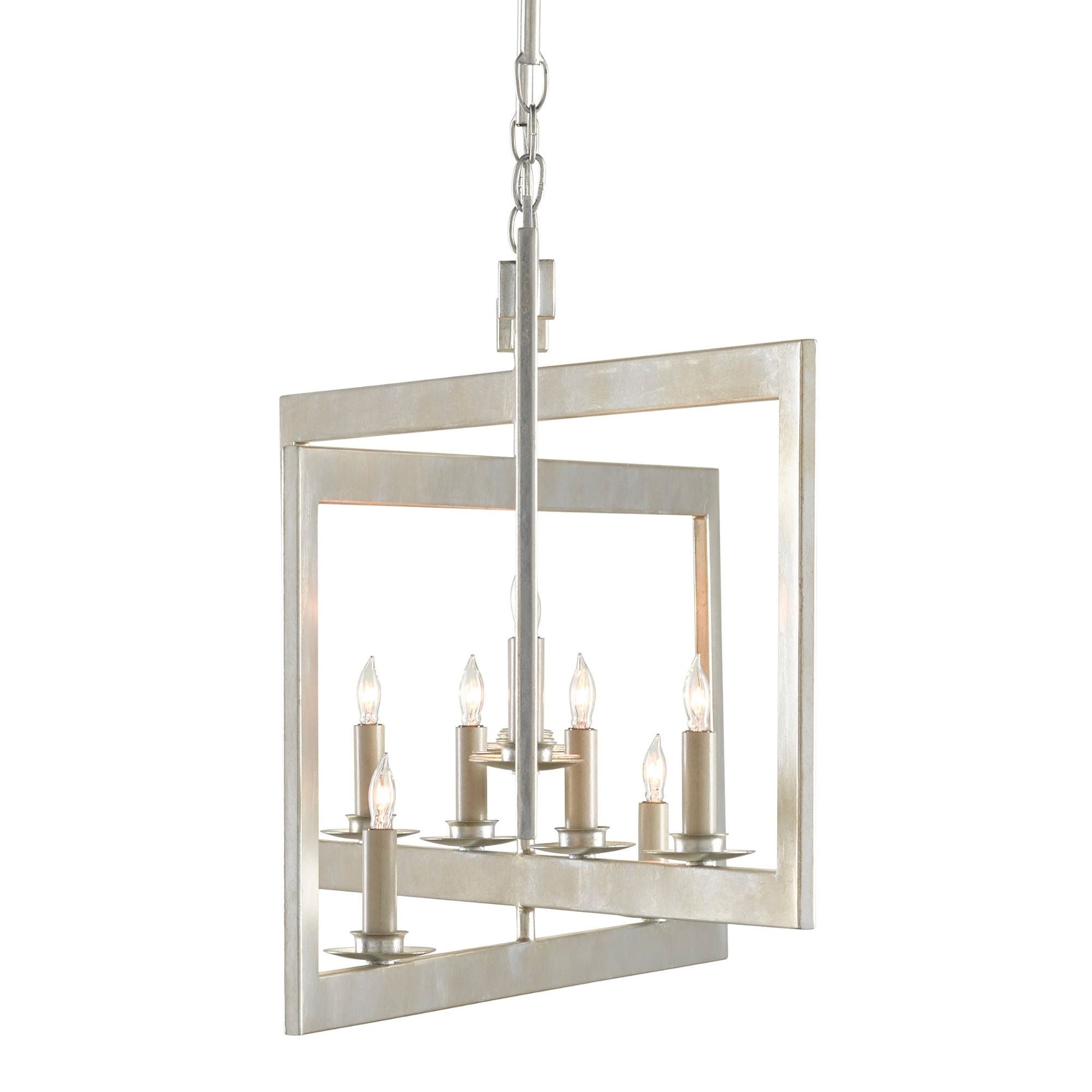Middleton Silver Rectangular Chandelier - Contemporary Silver Leaf