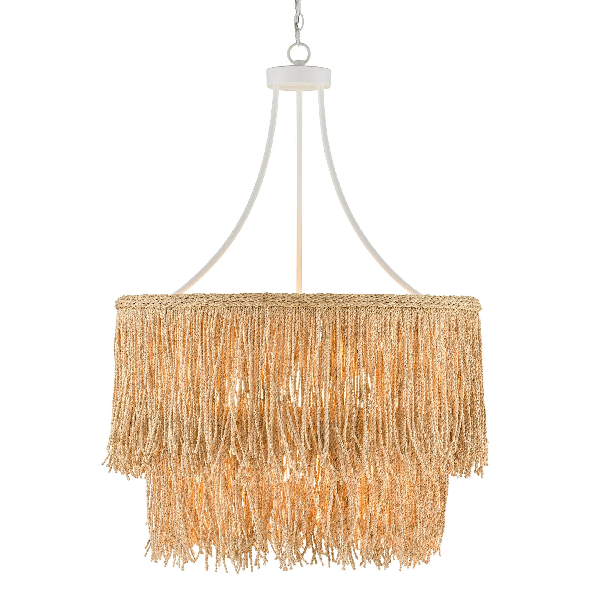 Samoa Rope Two-Tiered Chandelier - Gesso White/Natural Rope
