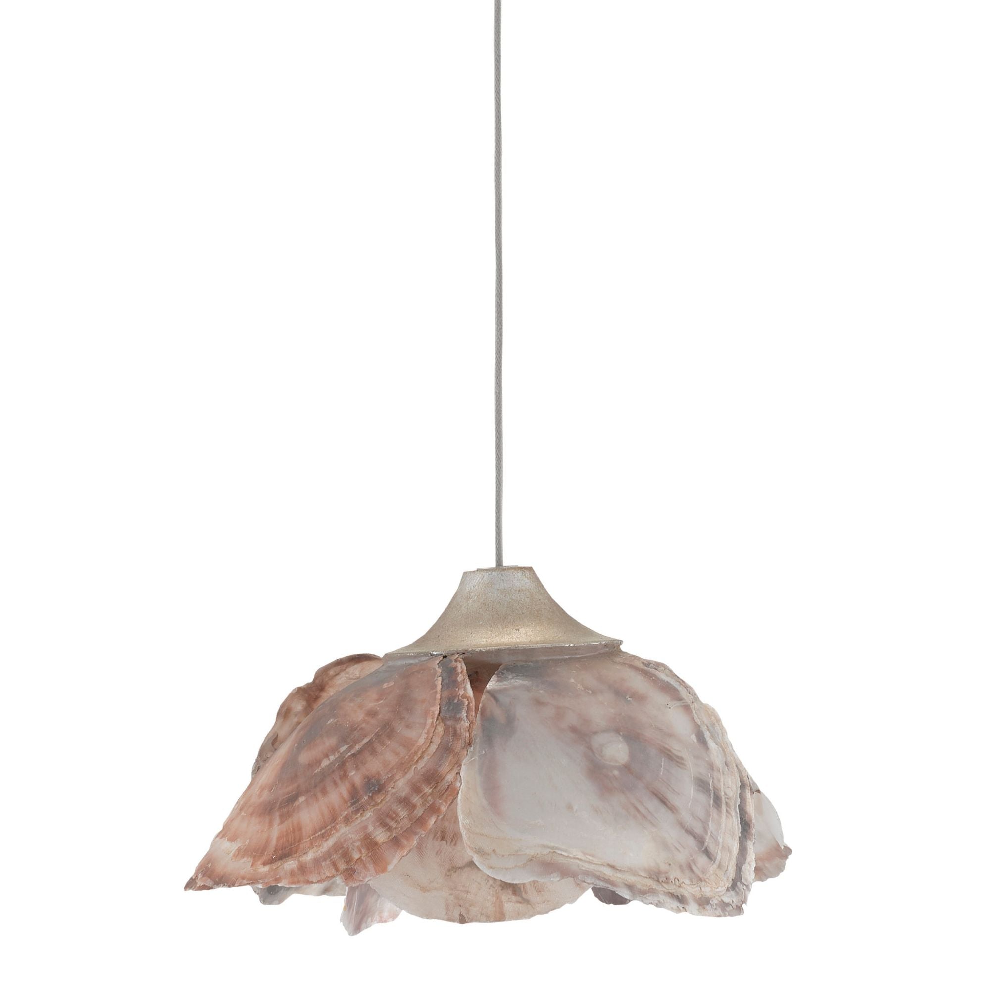 Catrice 1-Light Round Multi-Drop Pendant - Painted Silver/Contemporary Silver Leaf/Natural Shell
