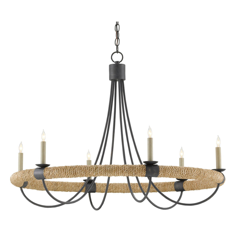 Shipwright Chandelier - French Black/Smokewood/Natural Abaca Rope