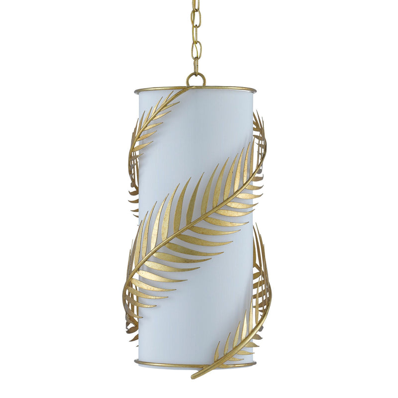Queenbee Palm Gold Pendant - Contemporary Gold Leaf/White