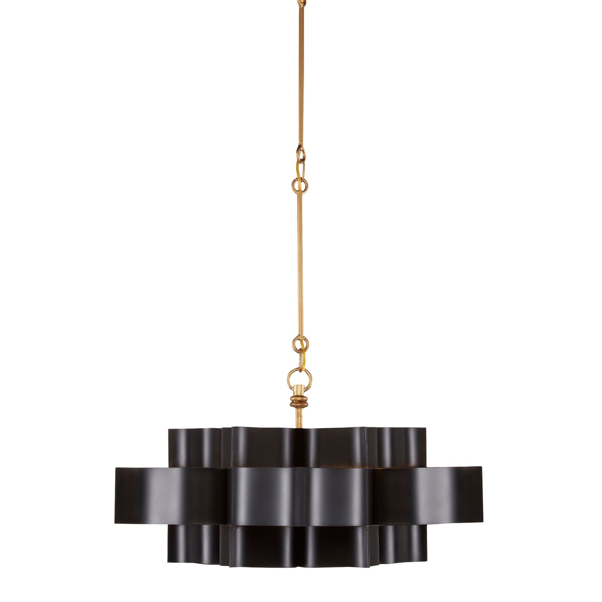 Grand Lotus Small Black Chandelier - Satin Black/Contemporary Gold Leaf
