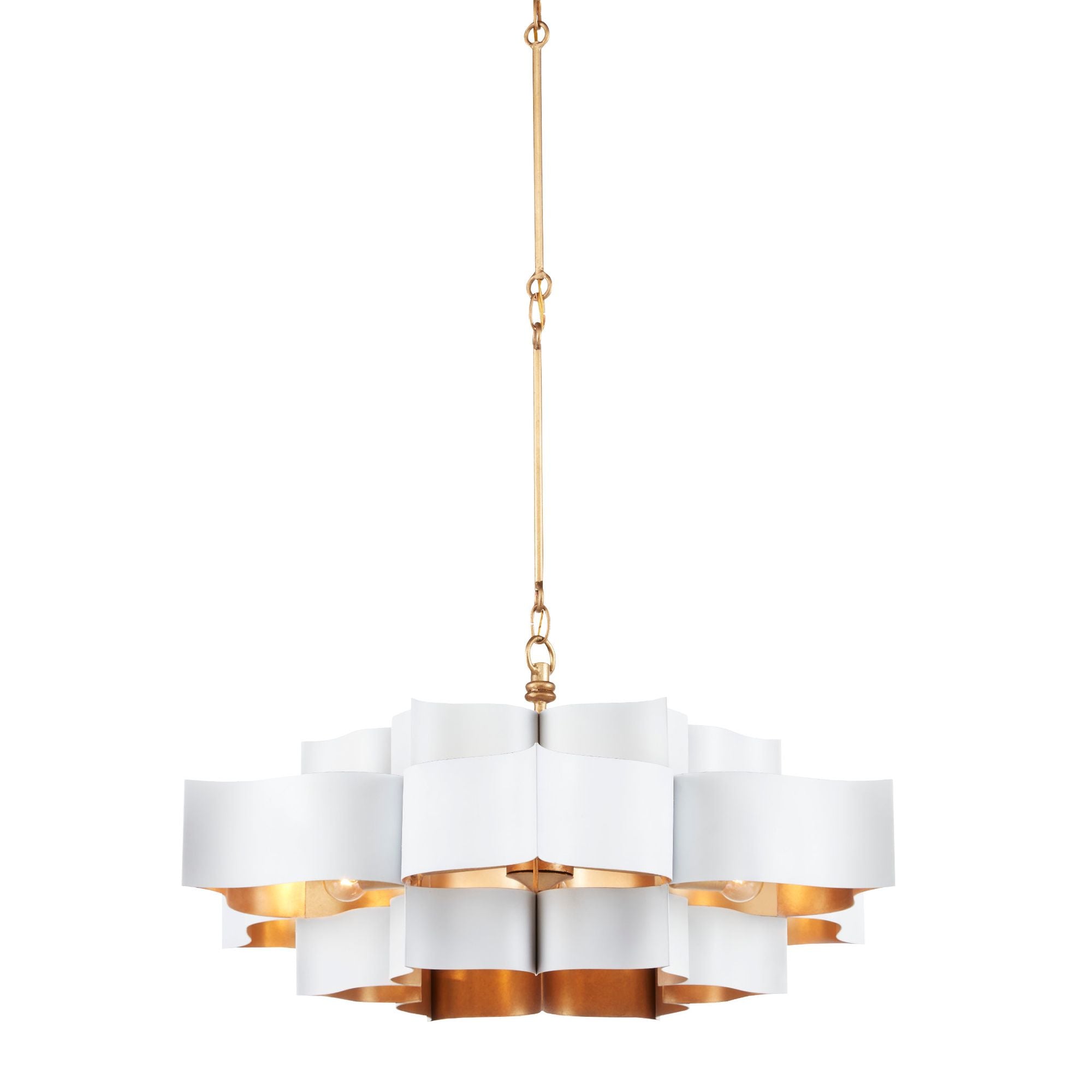 Grand Lotus Large White Chandelier - Sugar White/Contemporary Gold Leaf