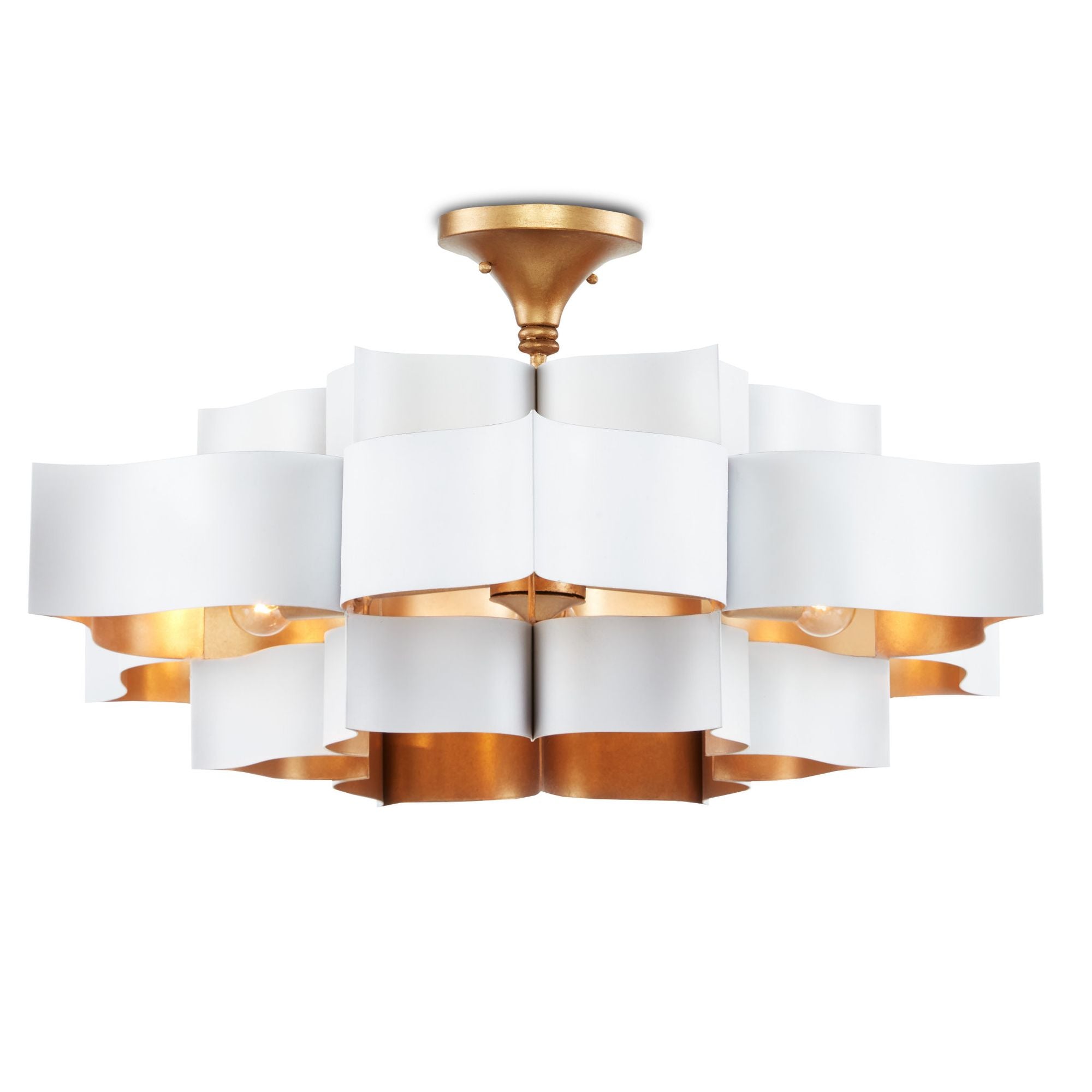 Grand Lotus Large White Chandelier - Sugar White/Contemporary Gold Leaf