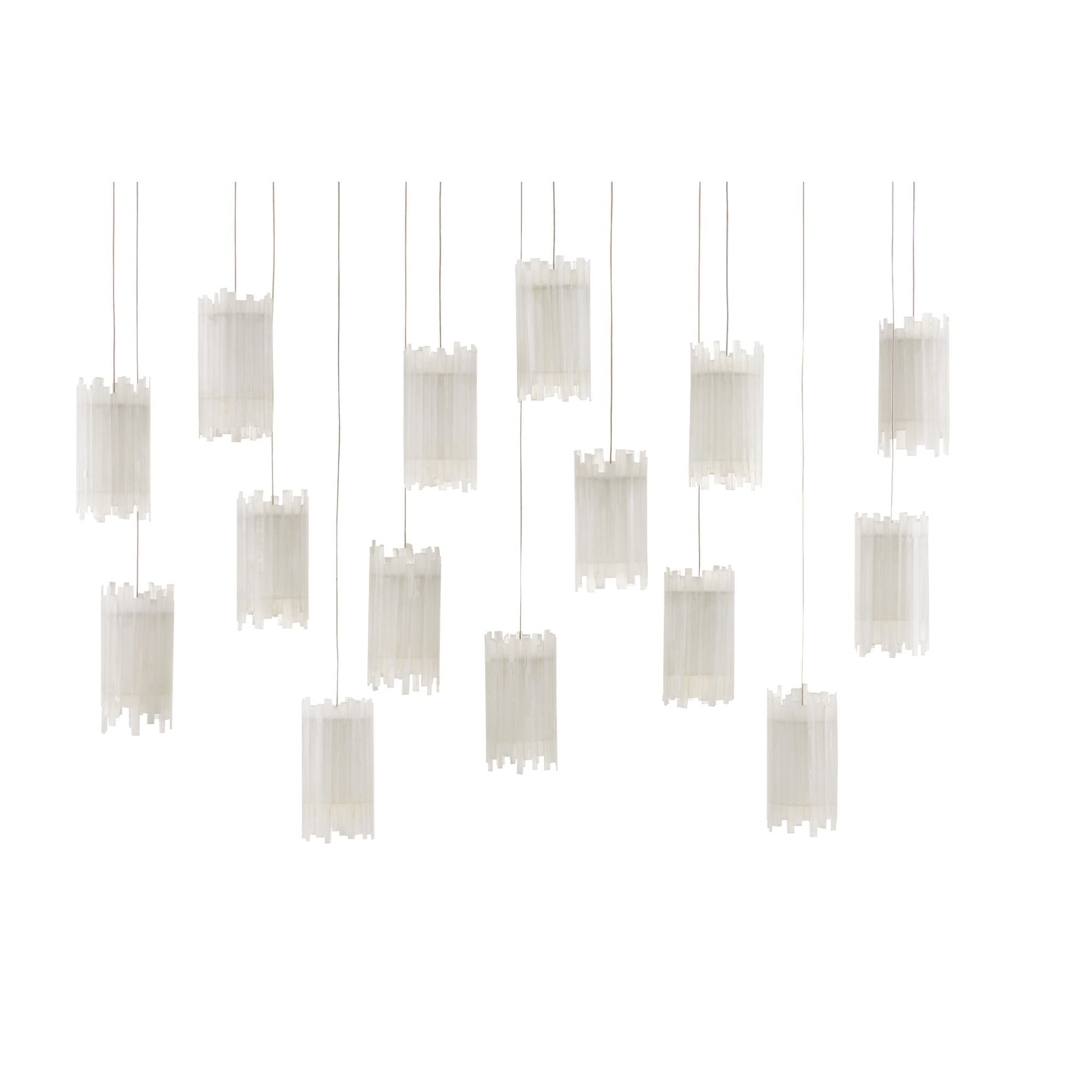 Escenia 15-Light Rectangular Multi-Drop Pendant - Natural/Painted Silver