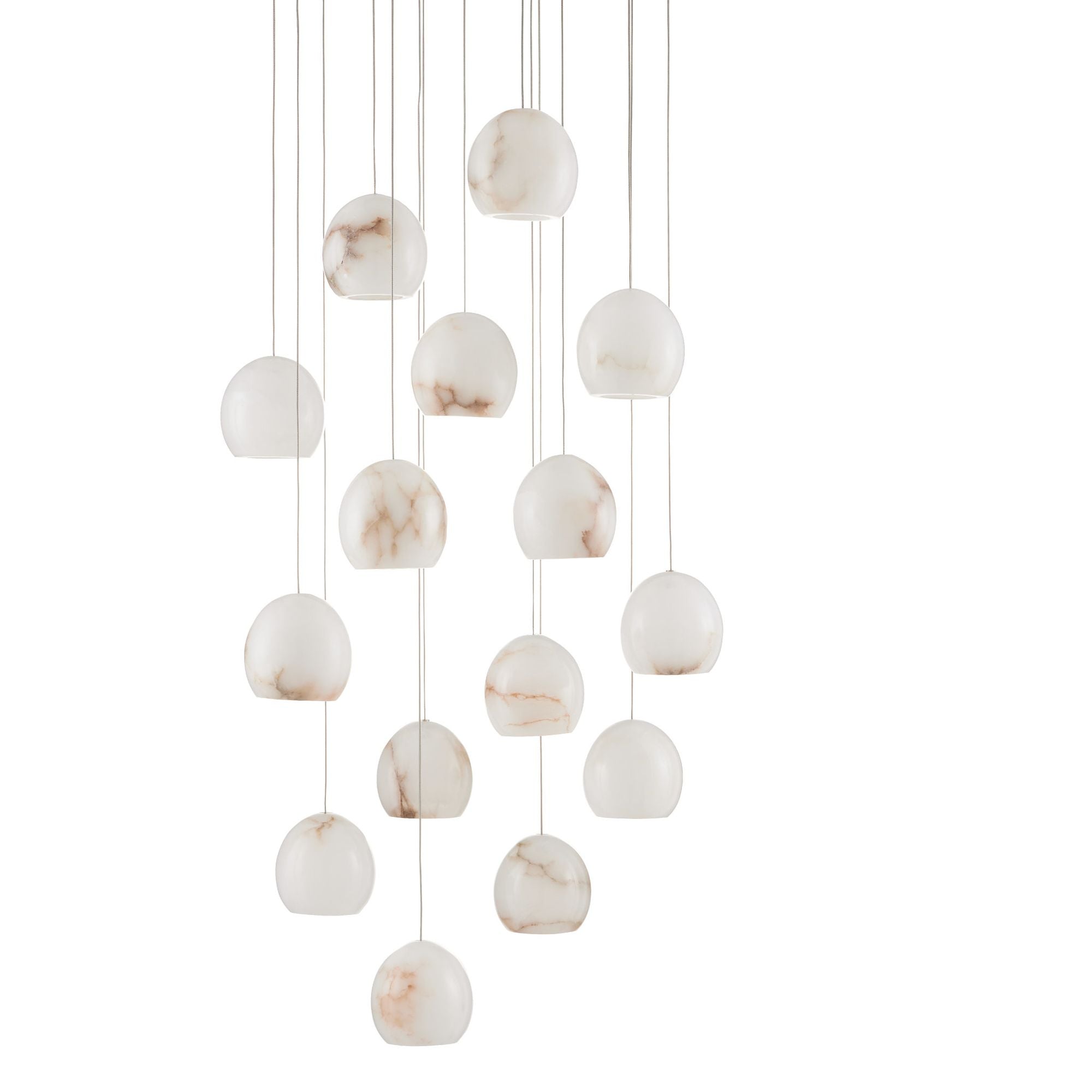 Lazio 15-Light Round Multi-Drop Pendant - Natural/Painted Silver