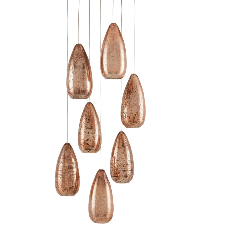 Rame 7-Light Round Multi-Drop Pendant - Copper/Silver/Painted Silver