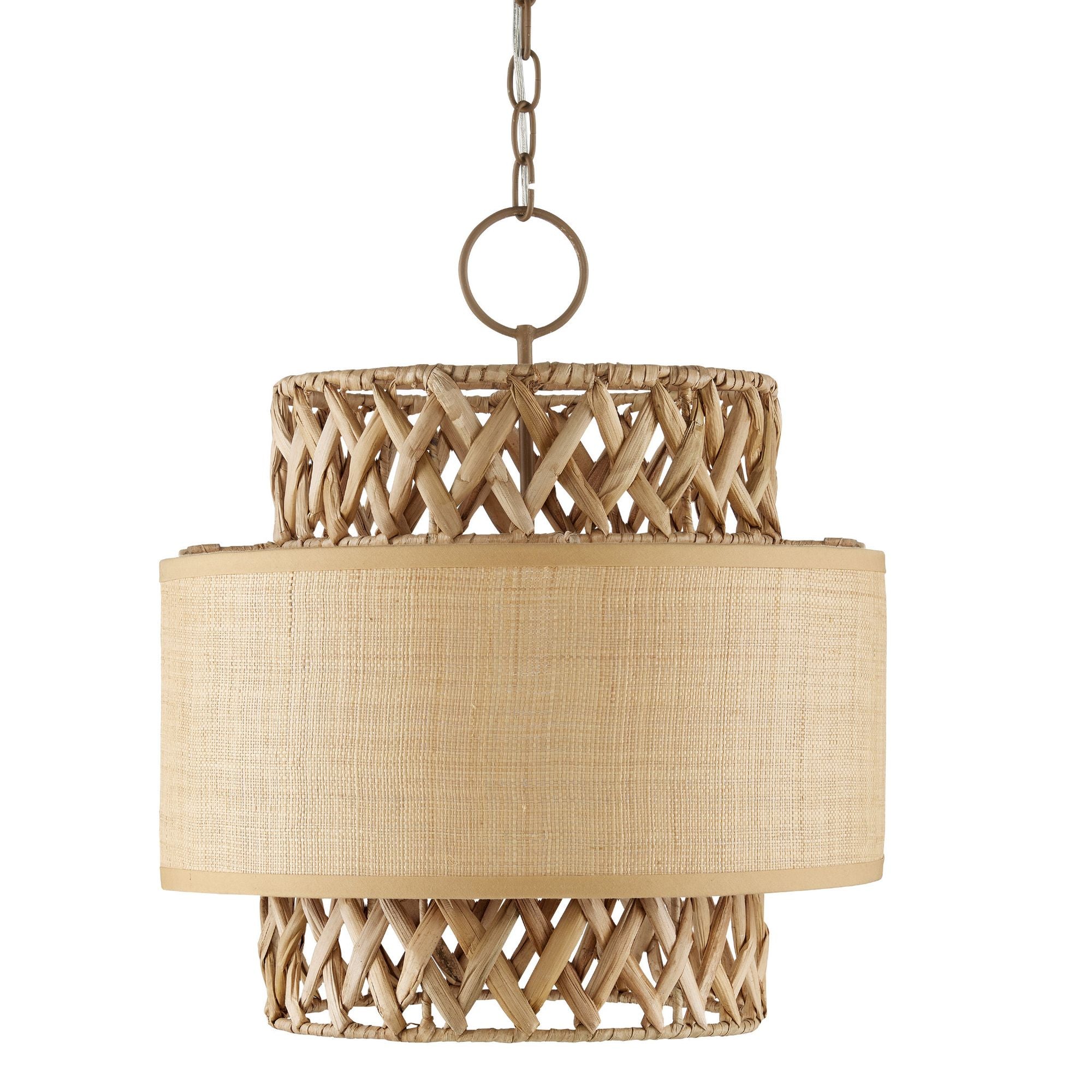 Isola Grasscloth Pendant - Khaki/Natural