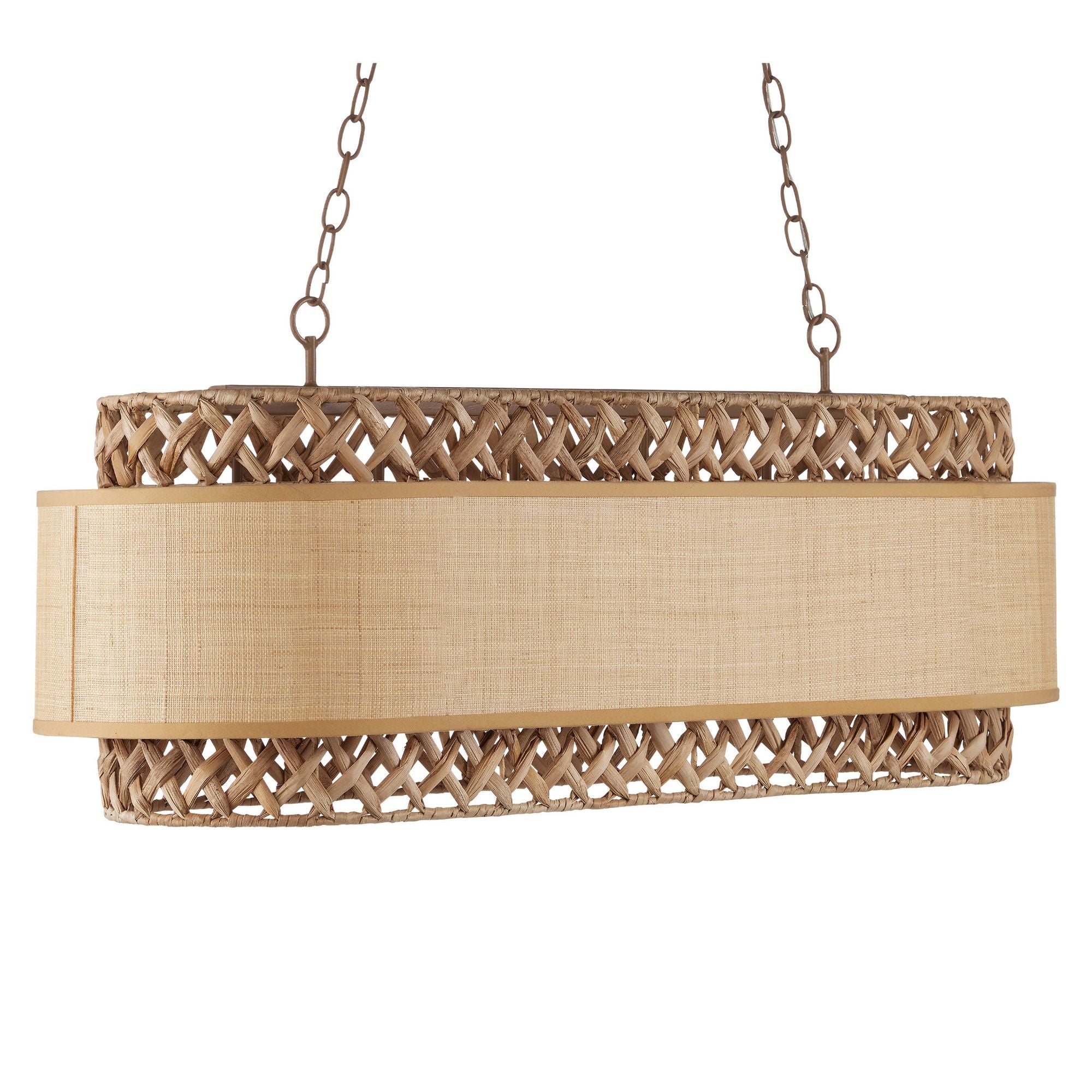 Isola Grasscloth Chandelier - Khaki/Natural