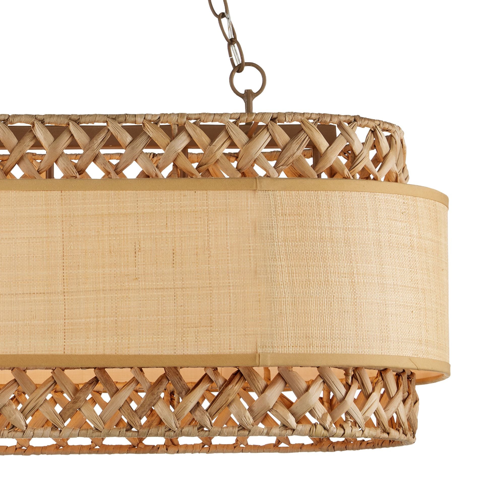 Isola Grasscloth Chandelier - Khaki/Natural