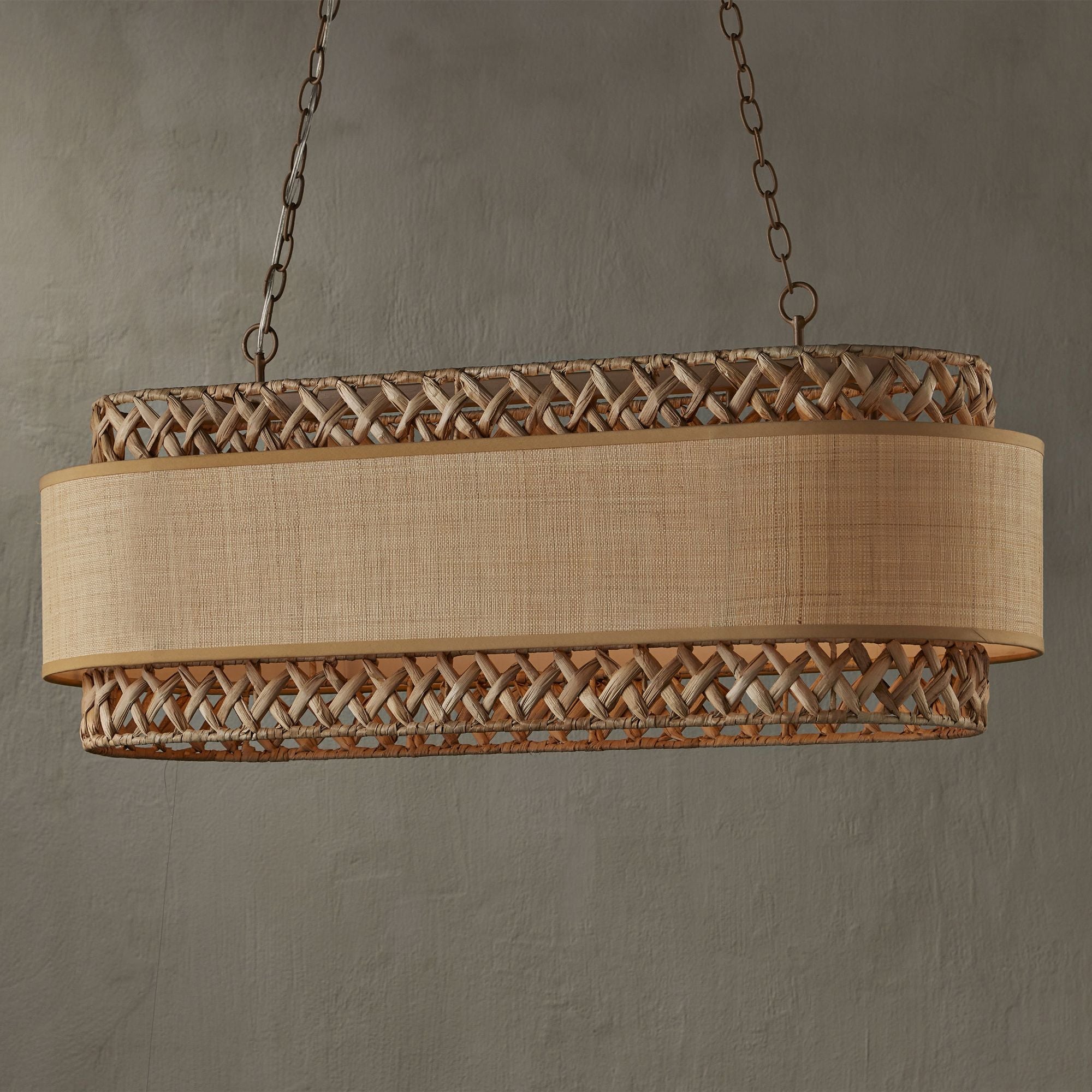 Isola Grasscloth Chandelier - Khaki/Natural