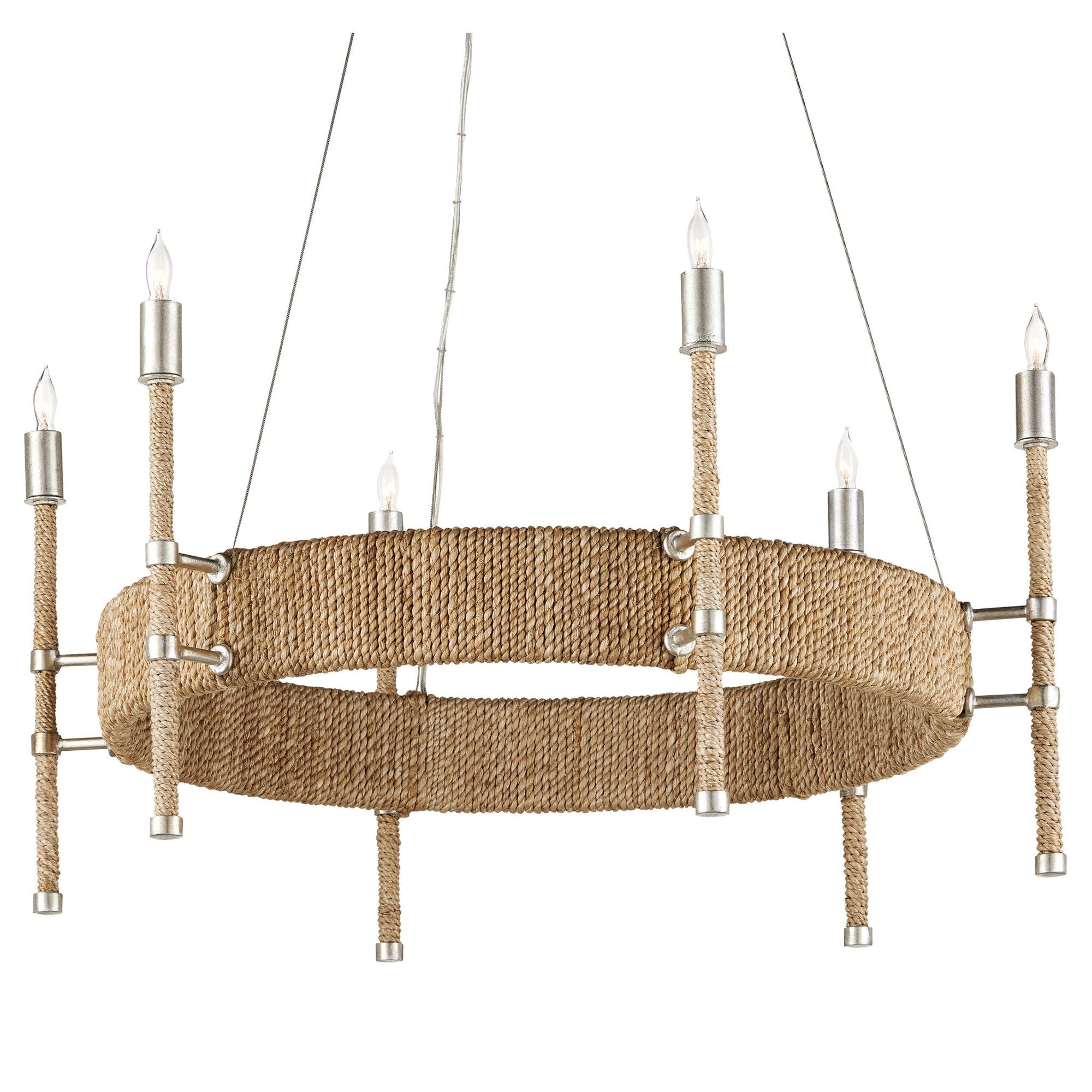 Monzie Rope Chandelier - Contemporary Silver Leaf/Natural