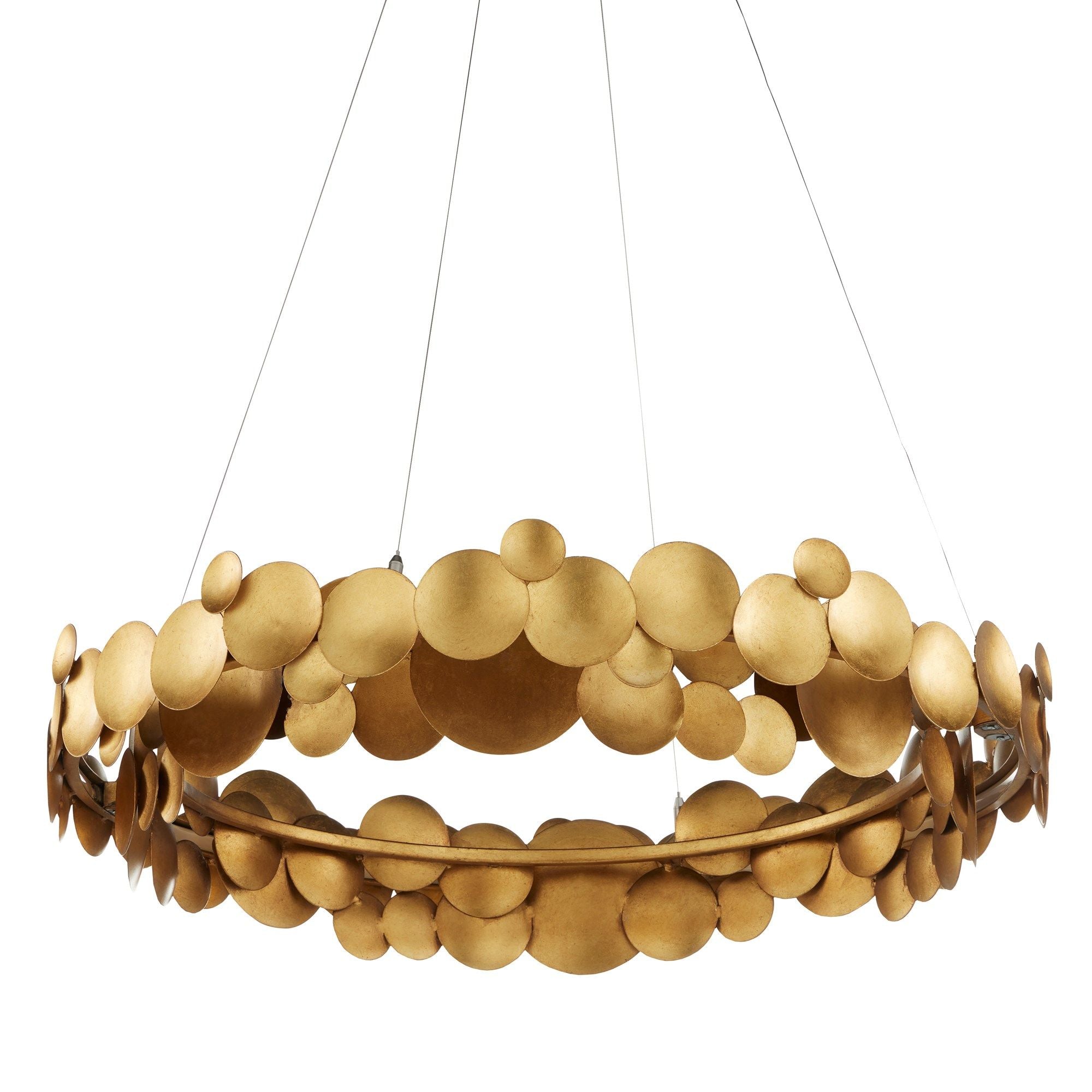 Lavengro Gold Chandelier - Contemporary Gold Leaf/White