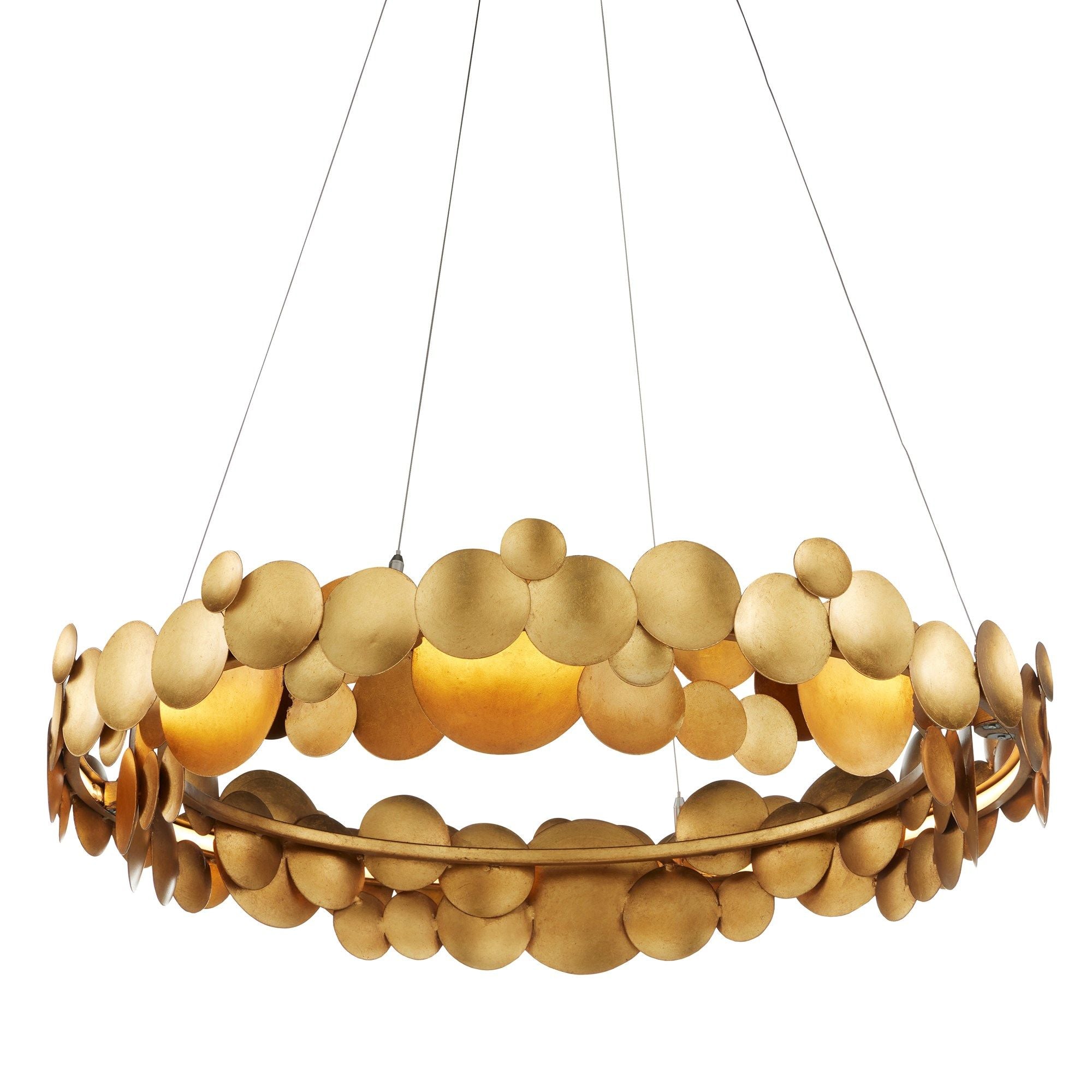 Lavengro Gold Chandelier - Contemporary Gold Leaf/White