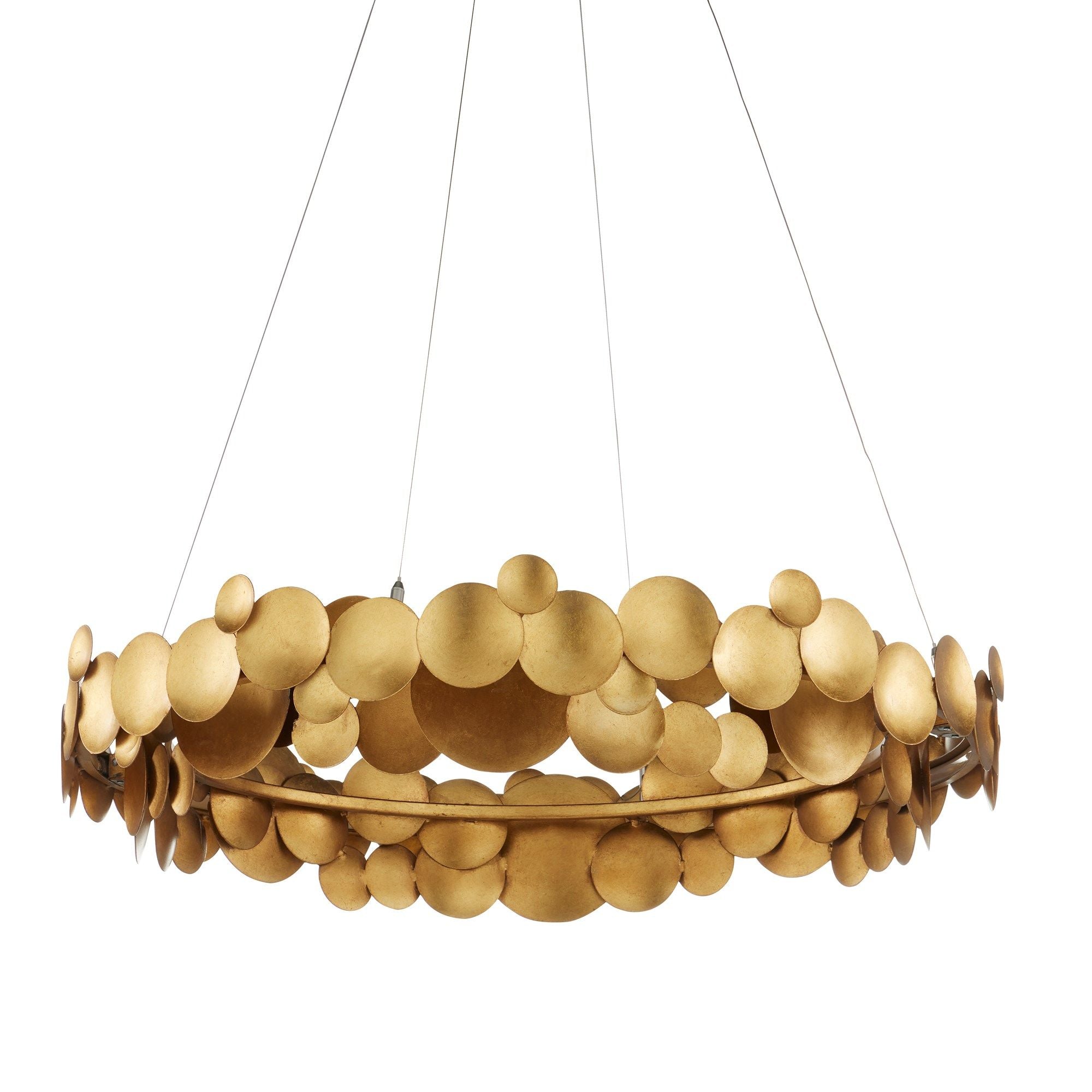 Lavengro Gold Chandelier - Contemporary Gold Leaf/White