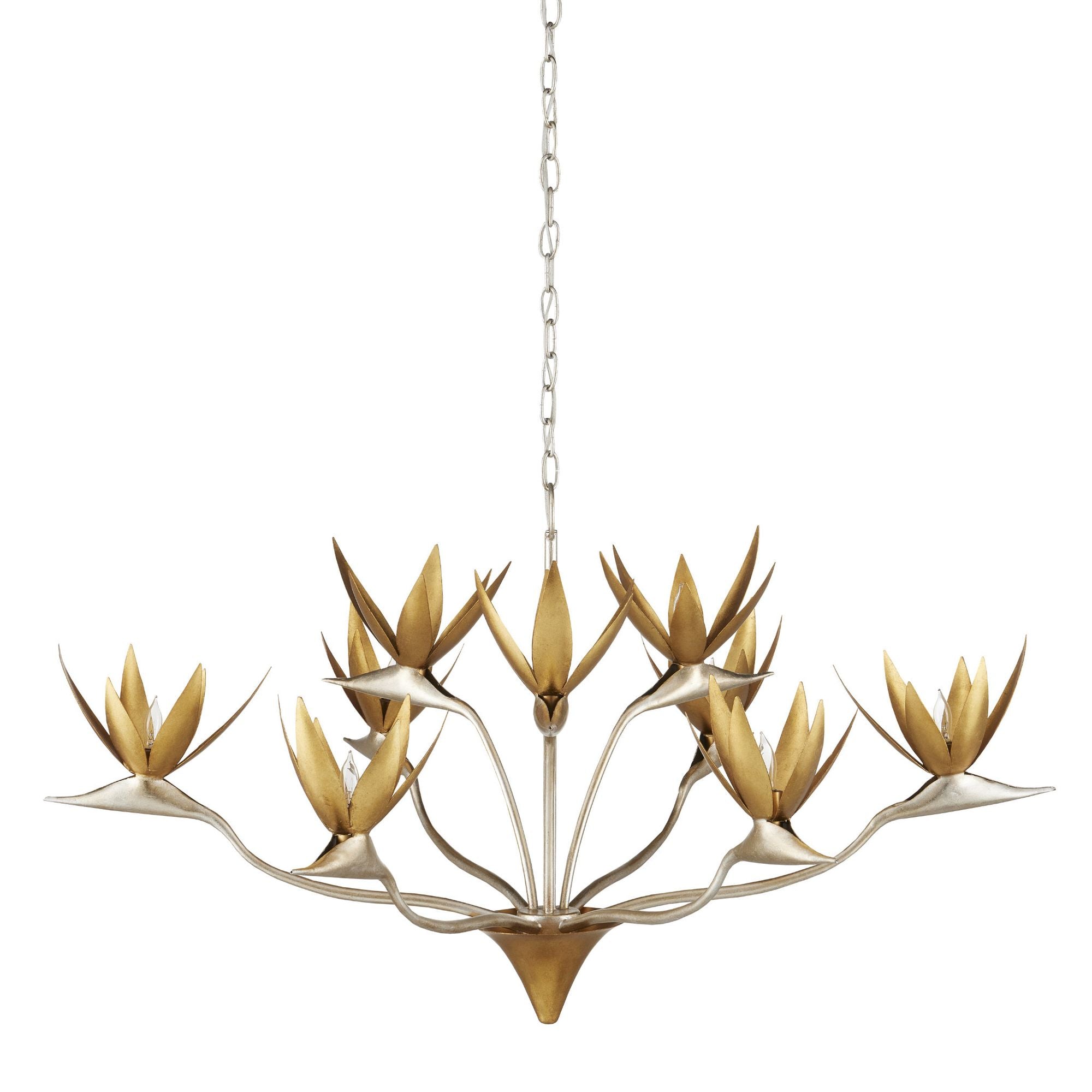 Paradiso Gold & Silver Chandelier - Contemporary Silver Leaf/Contemporary Gold Leaf/ Contemporary Gold