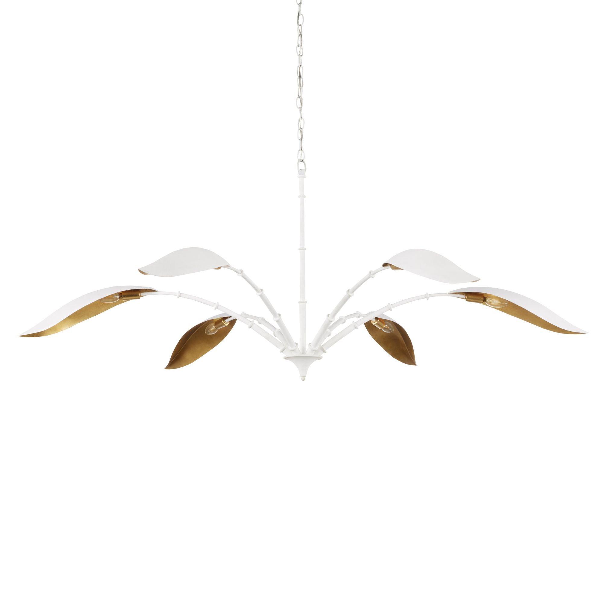 Yuriko White Chandelier - Gesso White/Contemporary Gold Leaf