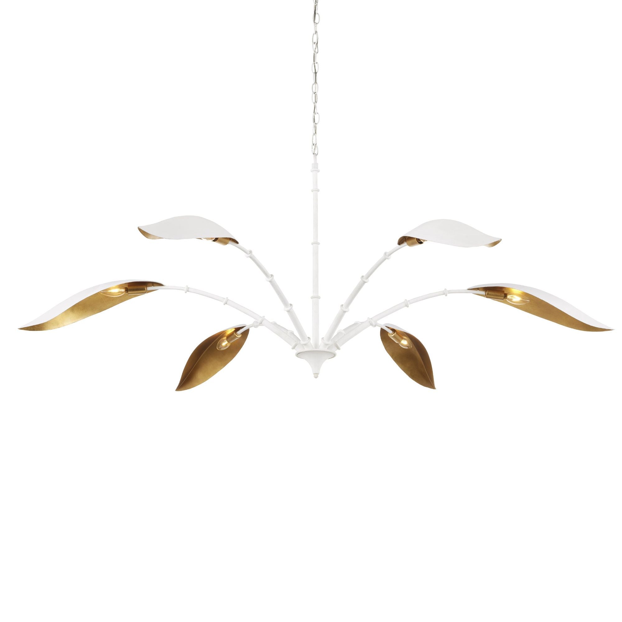 Yuriko White Chandelier - Gesso White/Contemporary Gold Leaf