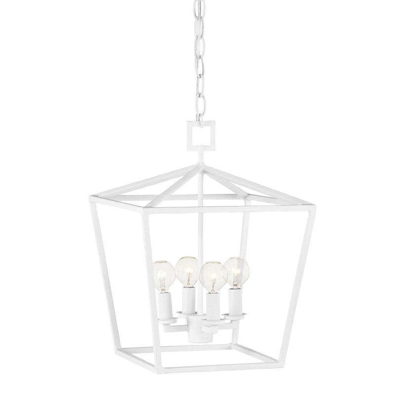 Denison Small White Lantern Gesso White Foundry Lighting
