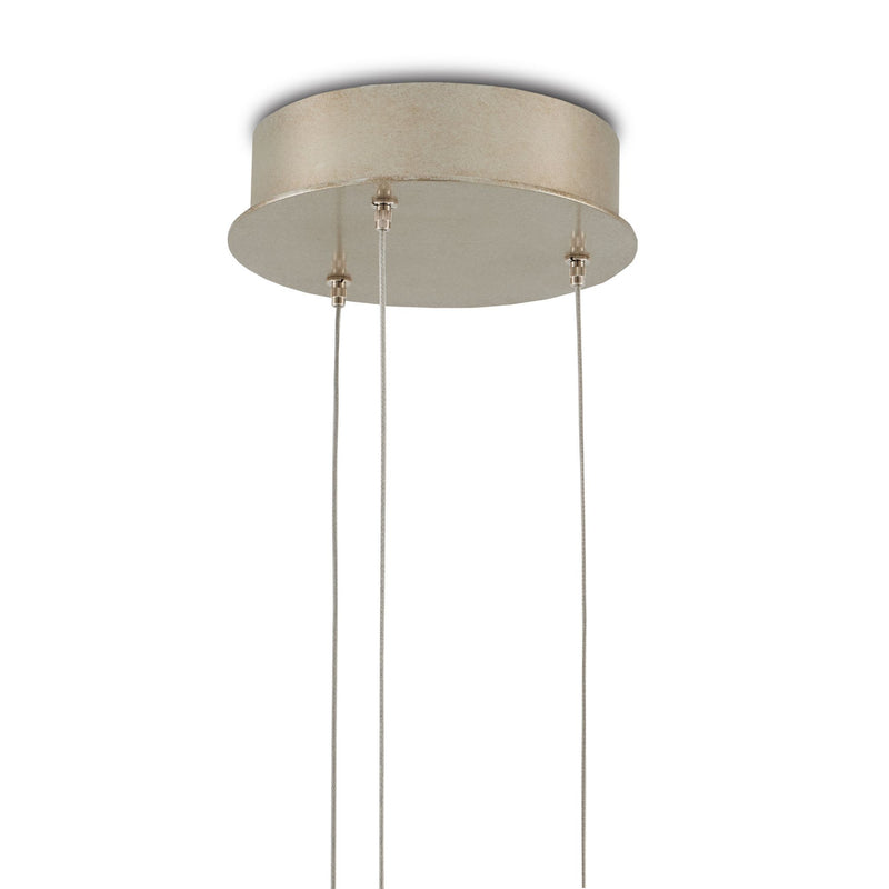 Beehive 3-Light Round Multi-Drop Pendant - Natural Rattan/Silver