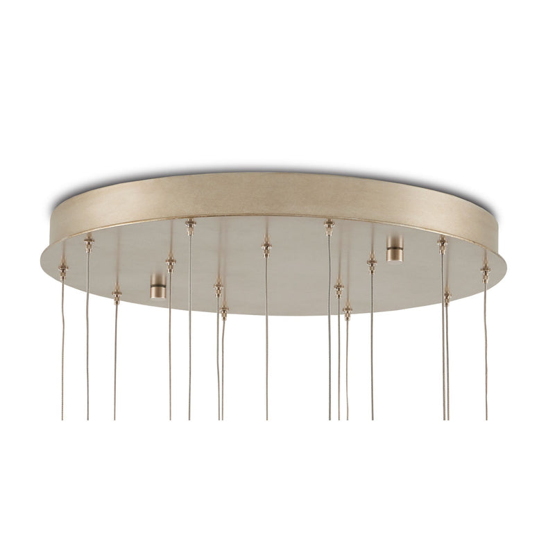 Iota 15-Light Round Multi-Drop Pendant - Antique Brass/Silver
