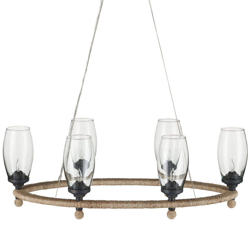 Hightider Glass Oval Chandelier - Natural/Clear/French Black