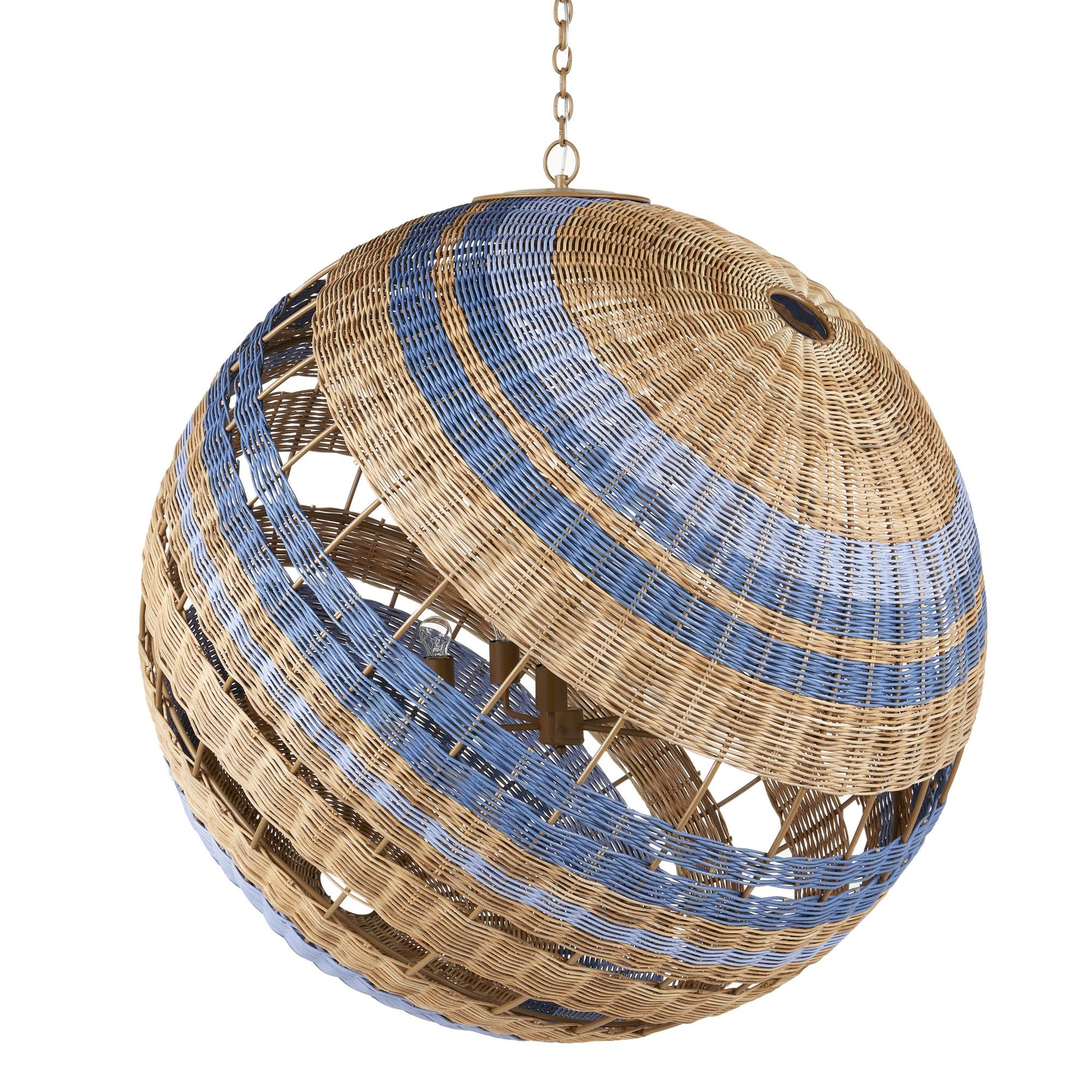 Senjyo Tilted Orb Chandelier - Khaki/Natural/Cornflower/Blue Bonnet