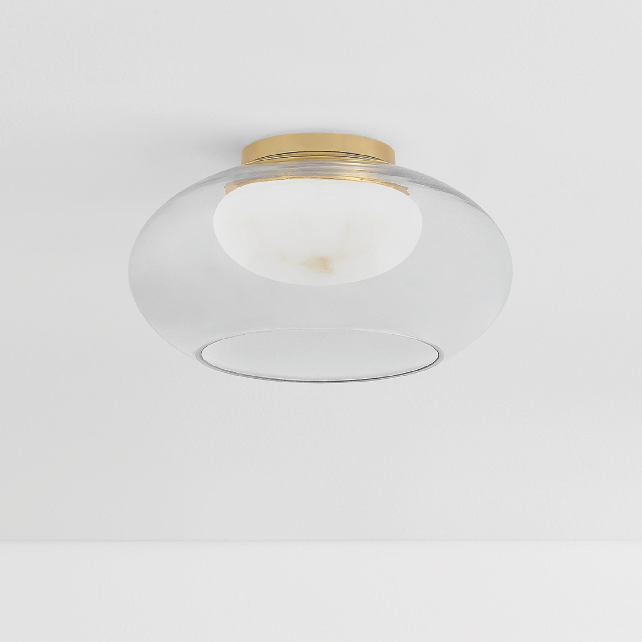 Moore 1-Light Flush Mount in Aged Brass 12W x 6.5H