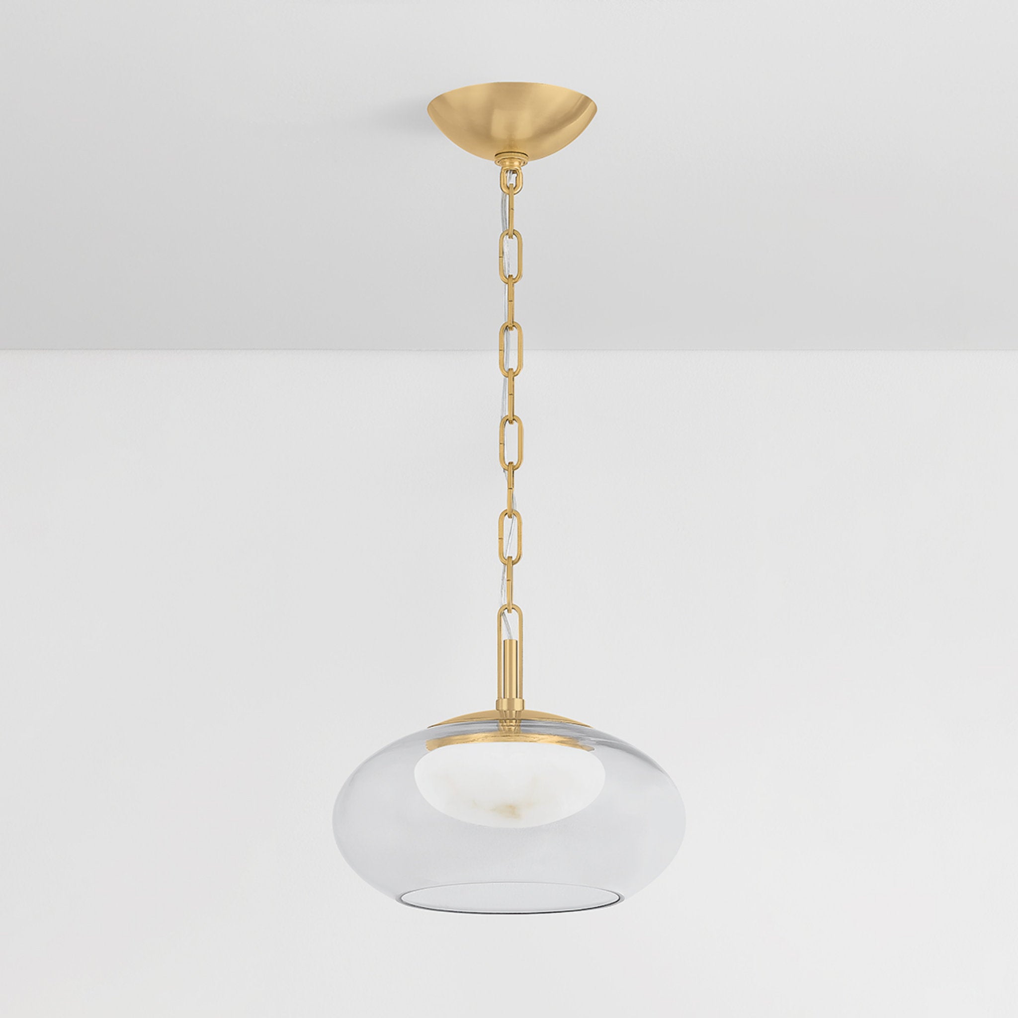 Moore 1-Light Pendant in Aged Brass 12W x 10H
