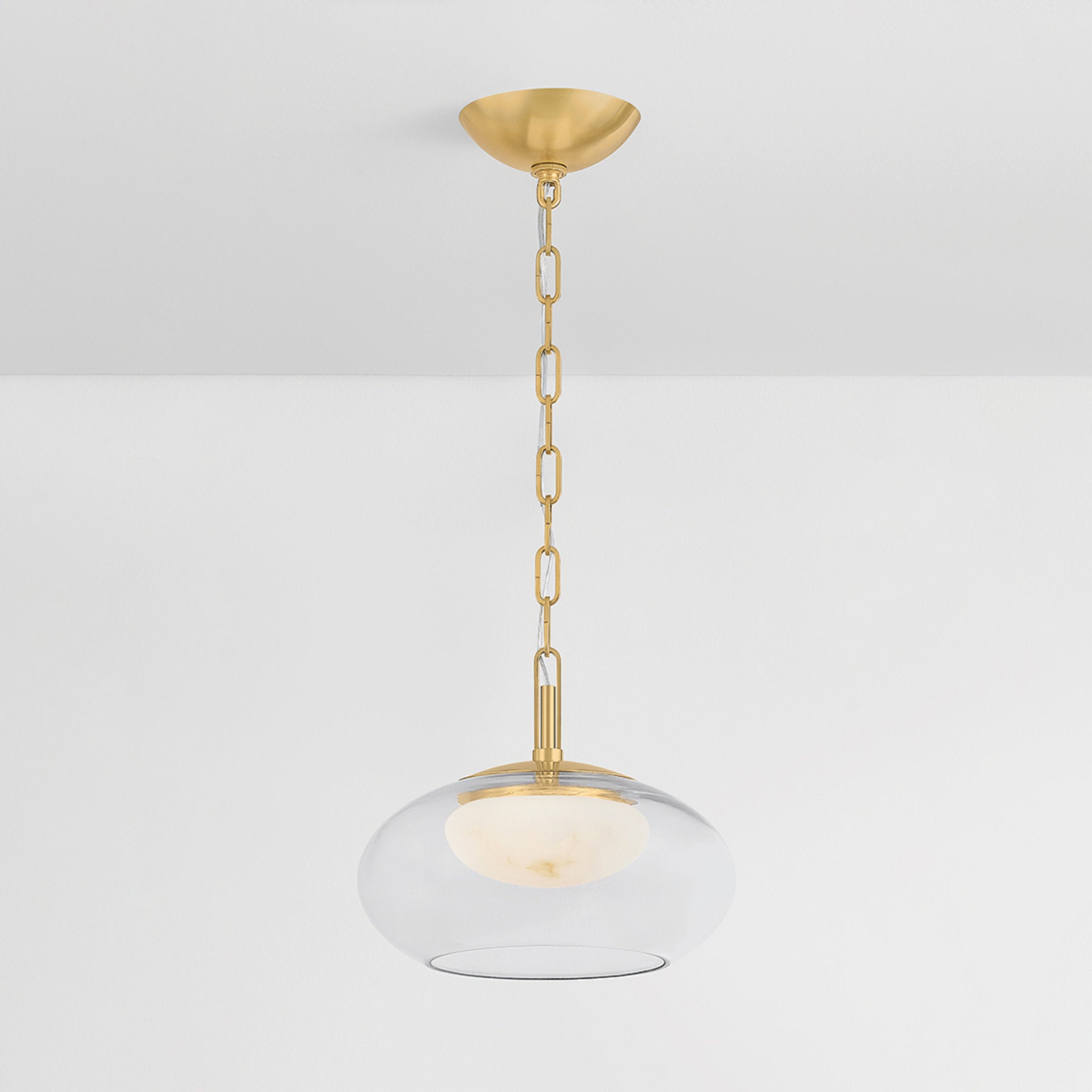Moore 1-Light Pendant in Aged Brass 12W x 10H