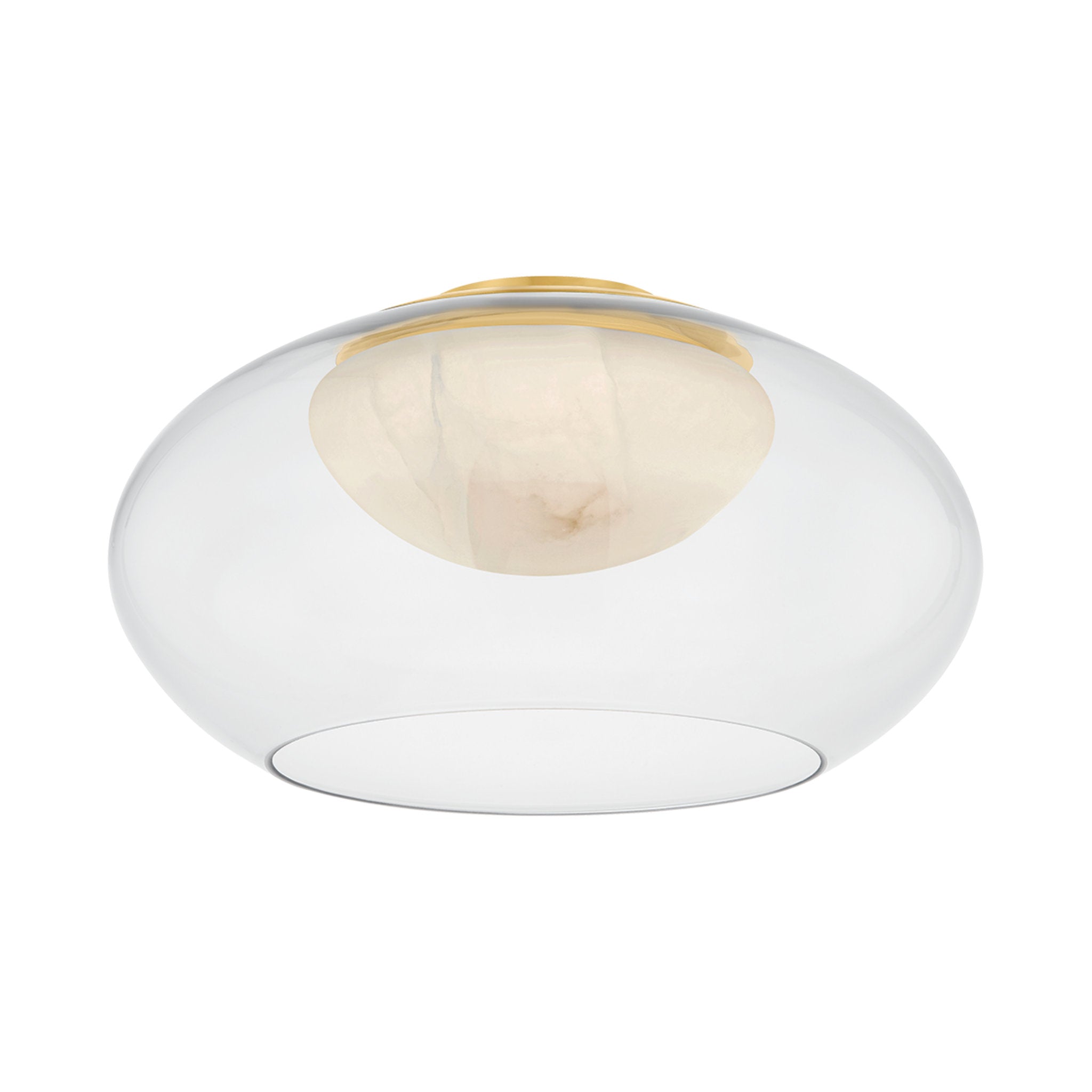 Moore 1-Light Flush Mount in Aged Brass 17W x 9H