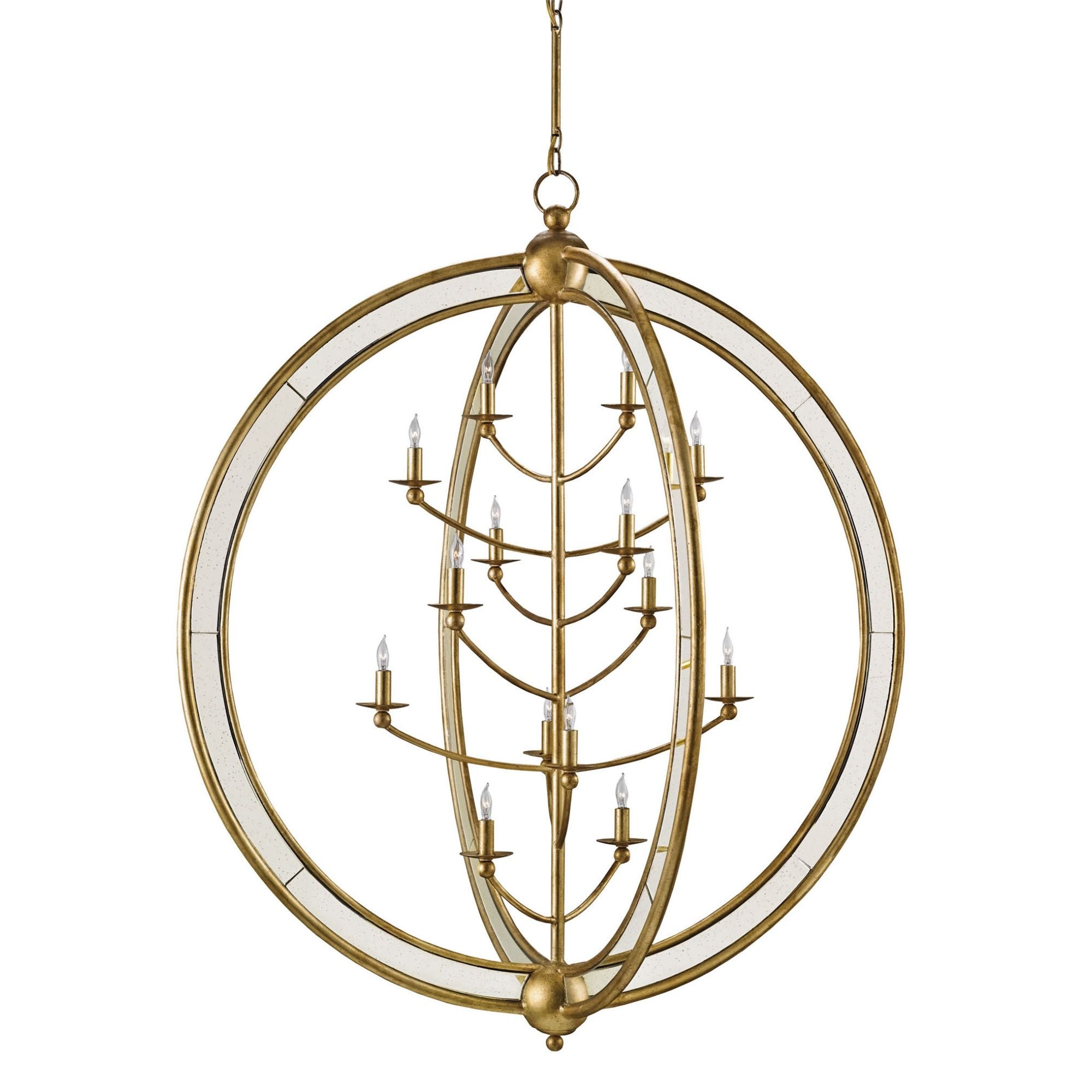 Aphrodite Gold Orb Chandelier - Gold Granello/Antique Mirror