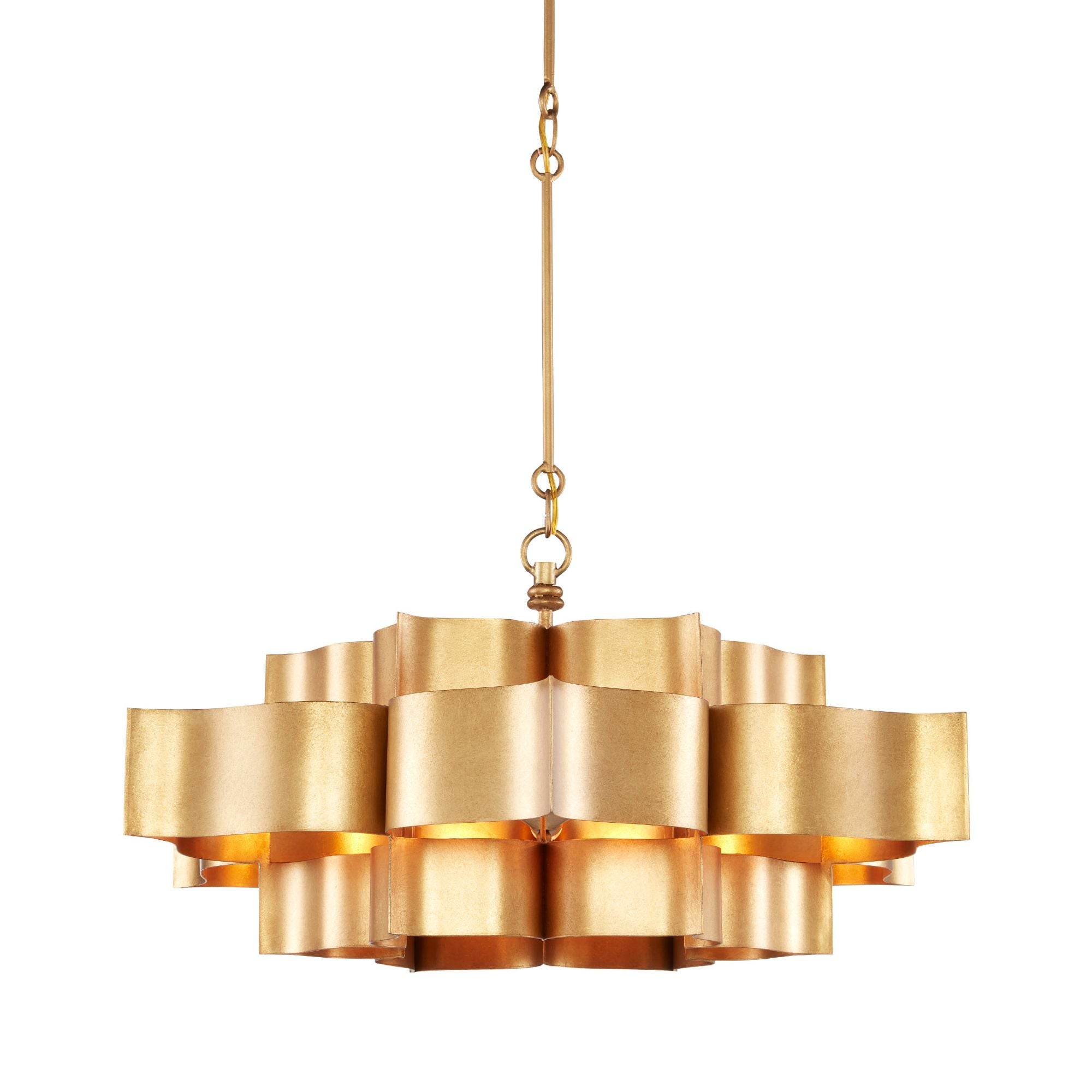 Grand Lotus Large Gold Chandelier - Antique Gold Leaf