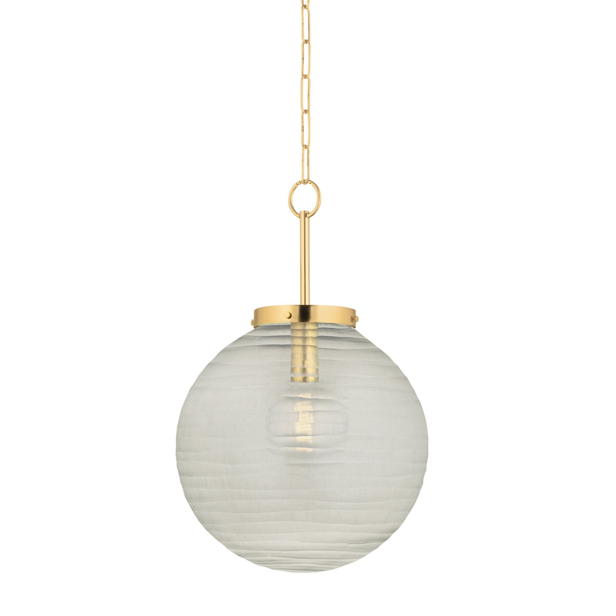 Falls Mills 1-Light Pendant in Aged Brass 16W x 24.5H