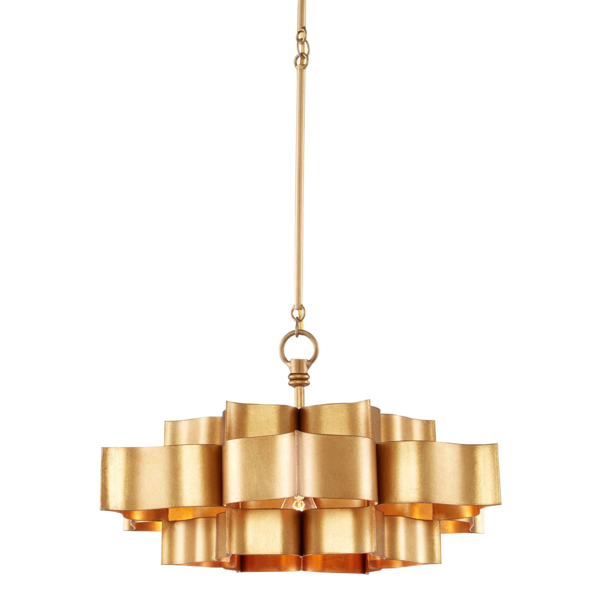 Grand Lotus Small Gold Chandelier - Antique Gold Leaf