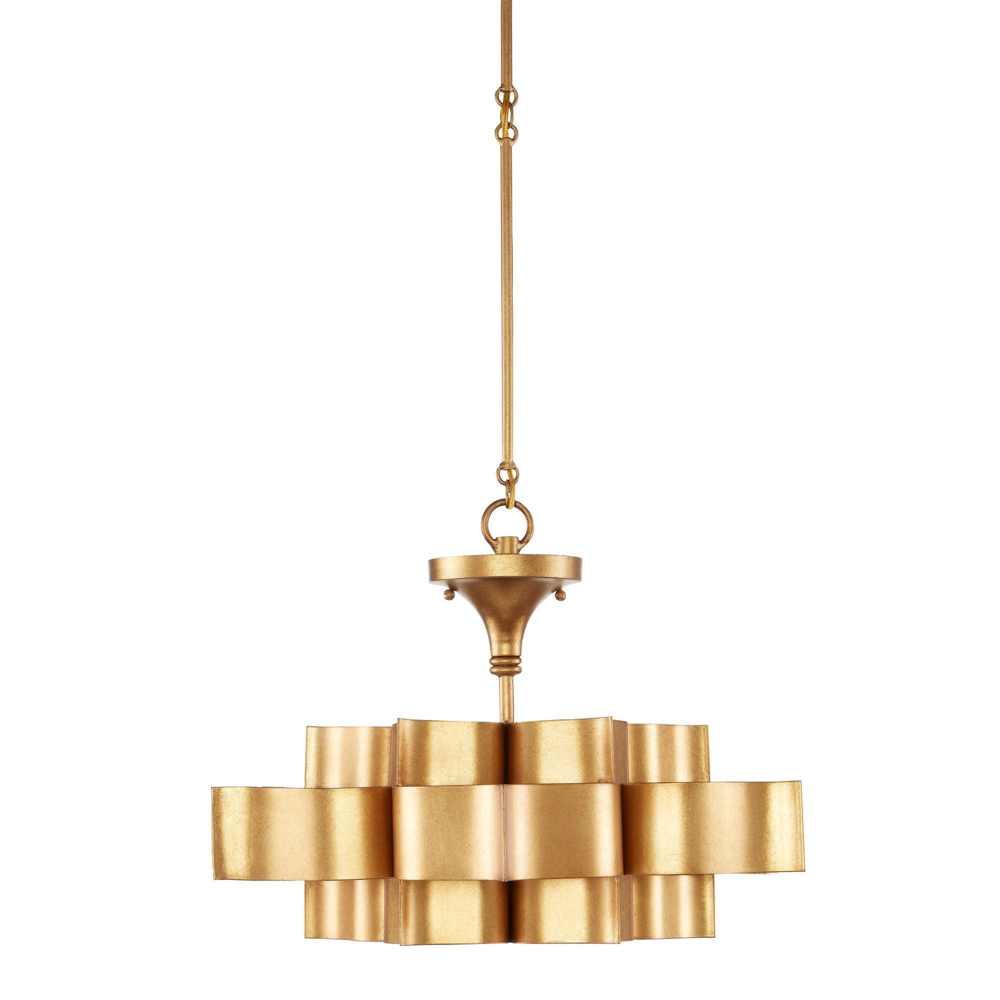 Grand Lotus Small Gold Chandelier - Antique Gold Leaf