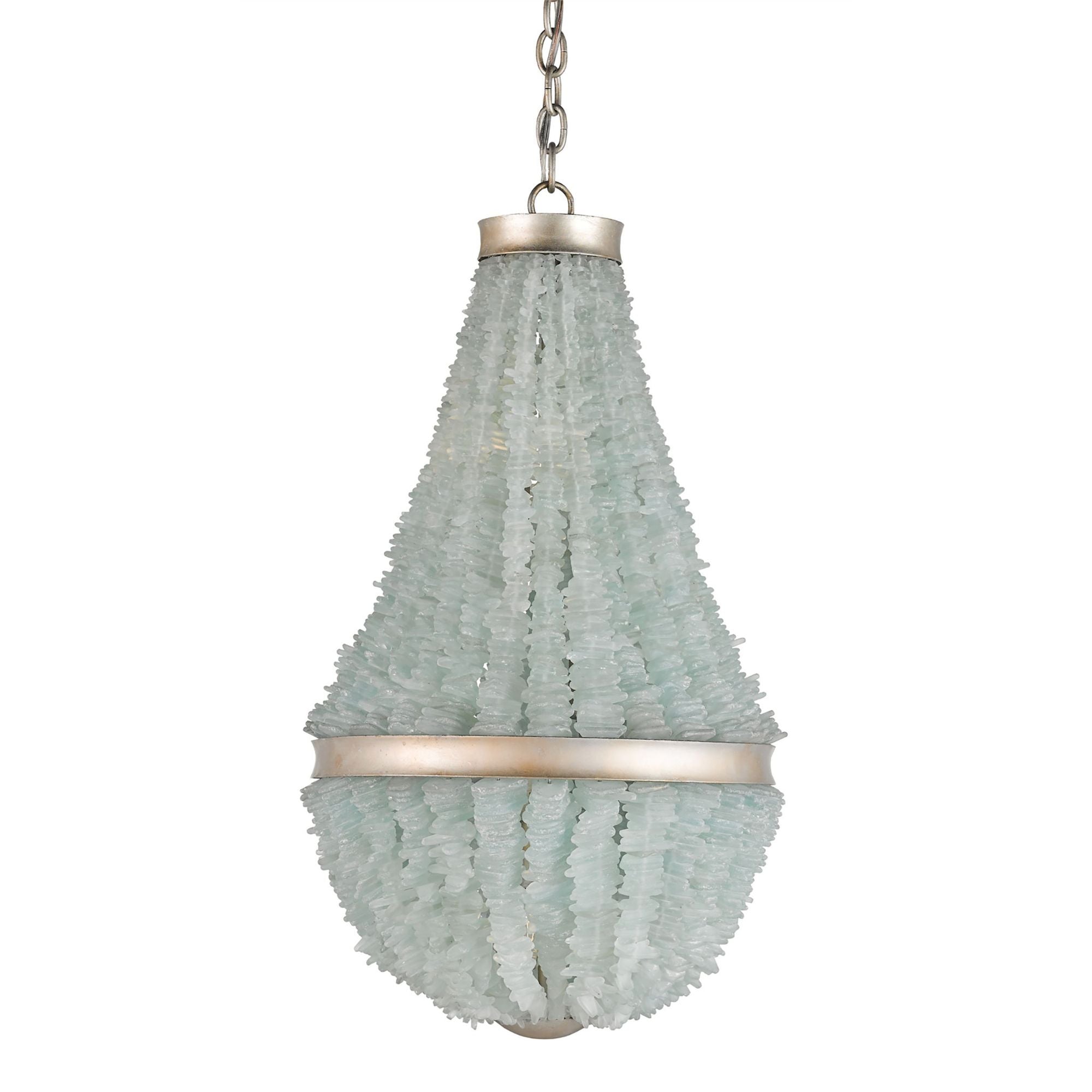 Platea Seaglass Chandelier - Contemporary Silver Leaf/Seaglass