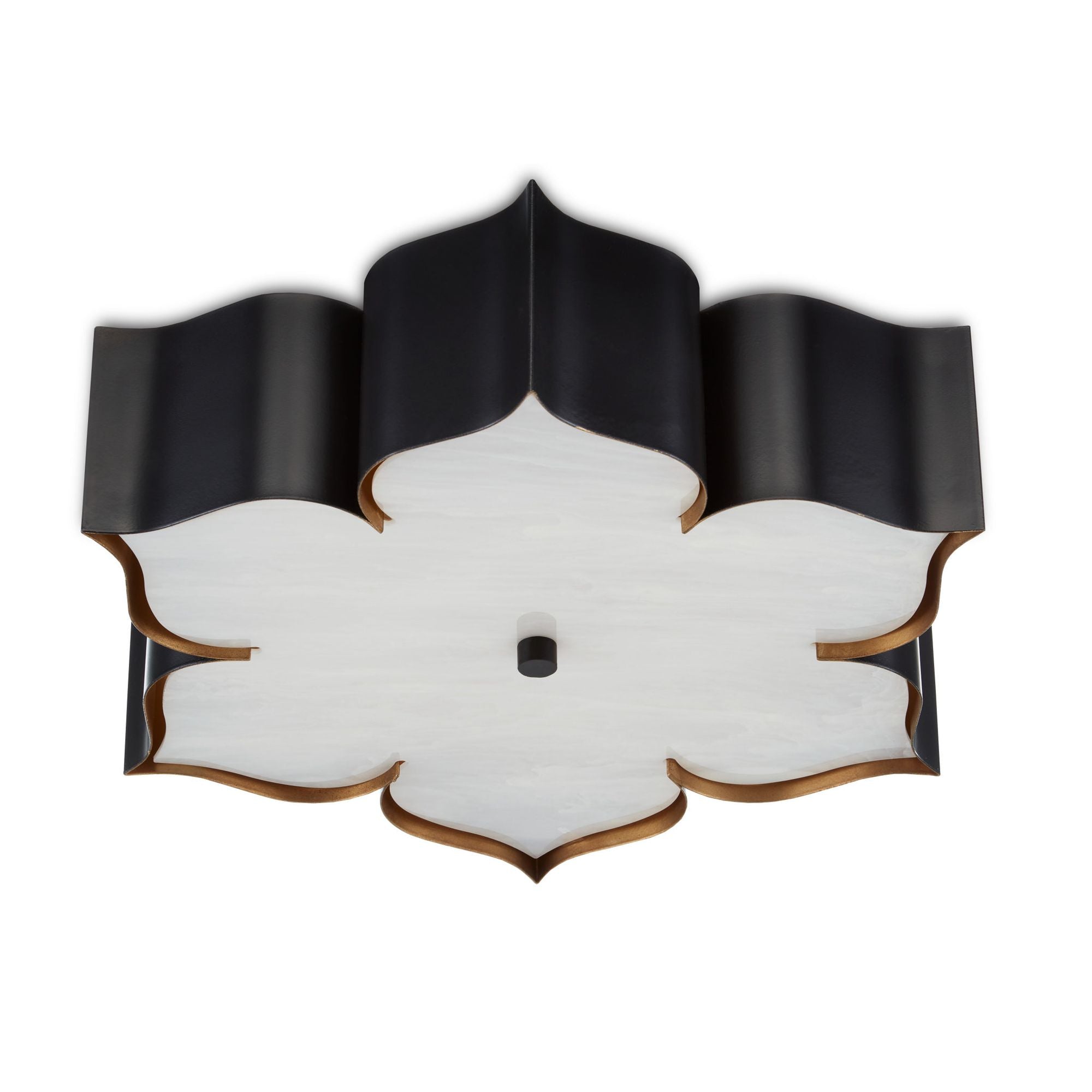 Grand Lotus Black Flush Mount - Satin Black /Contemporary Gold