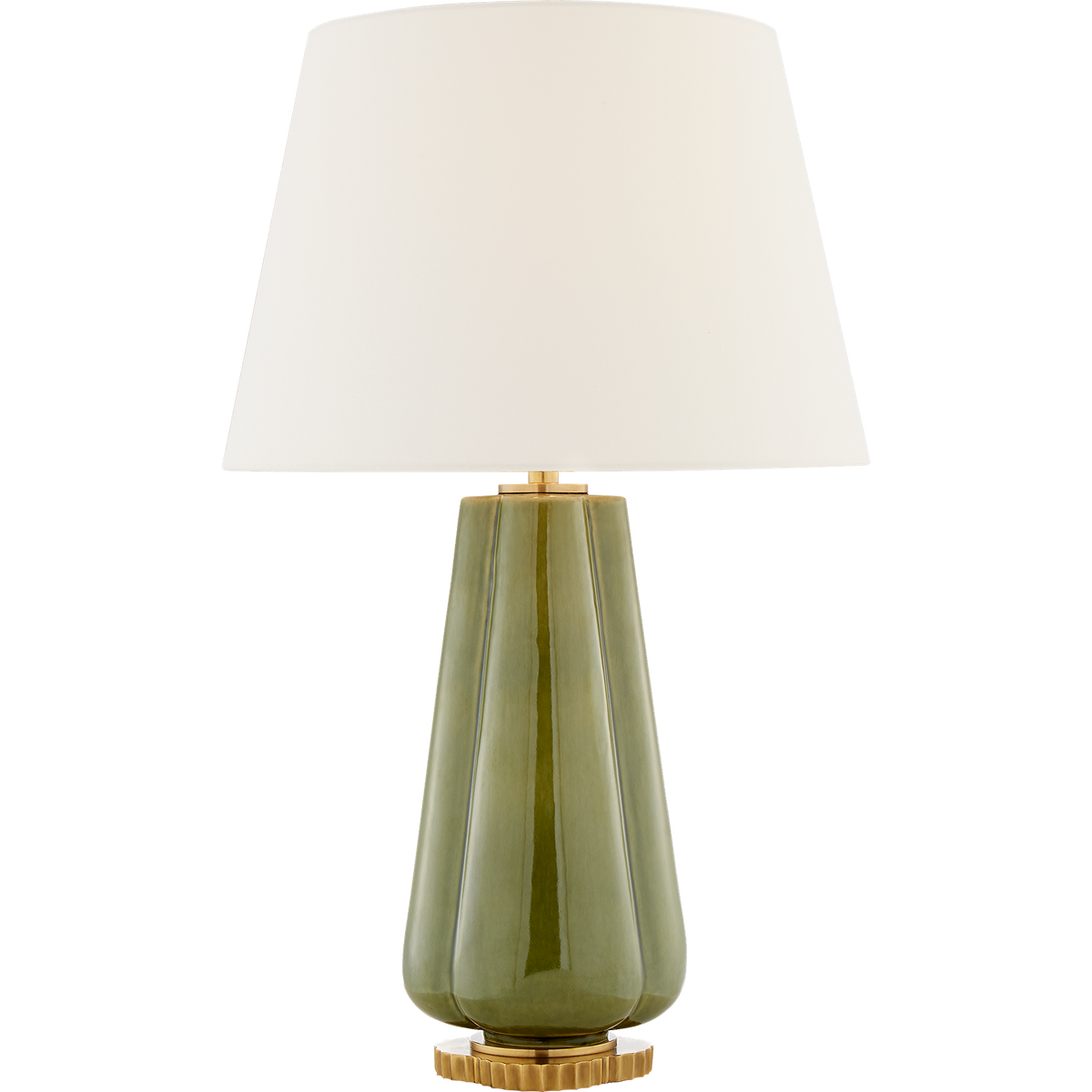 Alexa Hampton Penelope Cordless Table Lamp in Green with Linen Shade W18" x H30.5"
