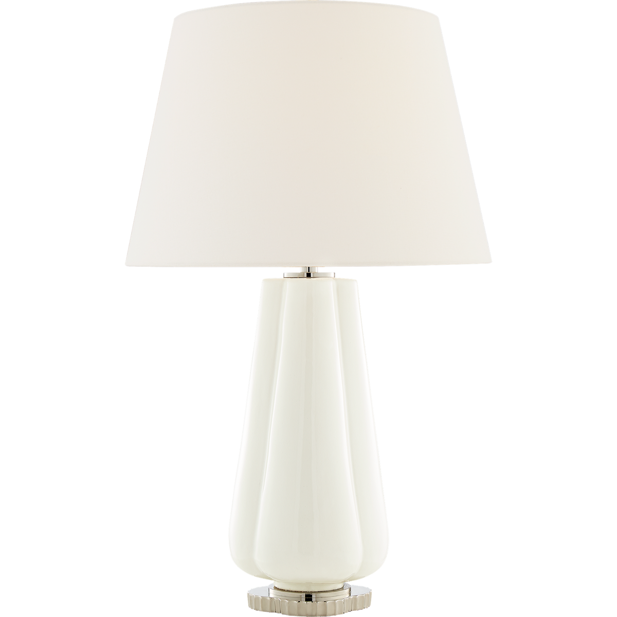 Alexa Hampton Penelope Cordless Table Lamp in White with Linen Shade W18" x H30.5"