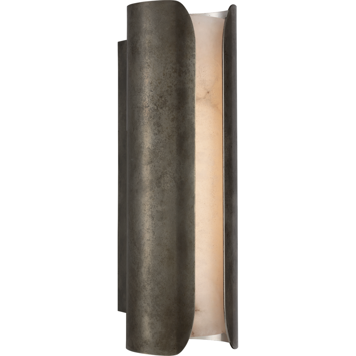 Anne-Marie Barton Armise 14" Narrow Sconce in Mottled Pewter with Alabaster W4.5" x H14" x E5"