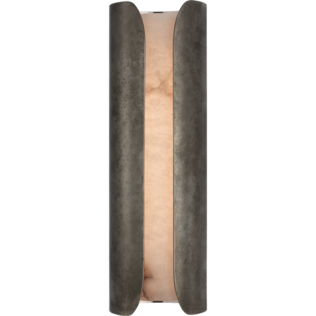 Anne-Marie Barton Armise 14" Narrow Sconce in Mottled Pewter with Alabaster W4.5" x H14" x E5"