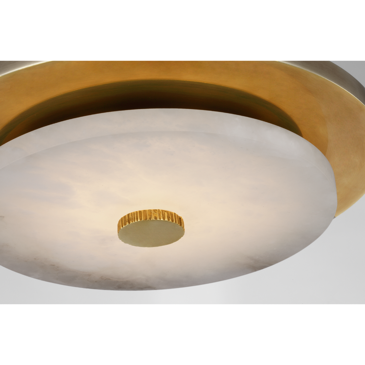 Anne-Marie Barton Lunara 11" Flush Mount in Antique-Burnished Brass with Alabaster W11" x H2.75"