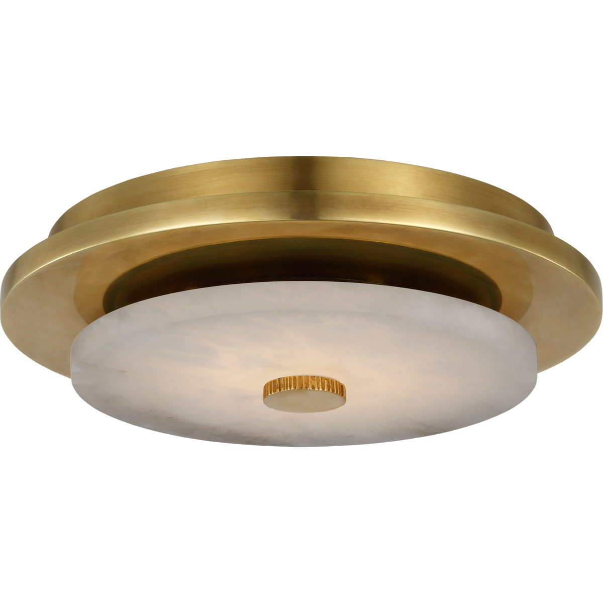 Anne-Marie Barton Lunara 11" Flush Mount in Antique-Burnished Brass with Alabaster W11" x H2.75"