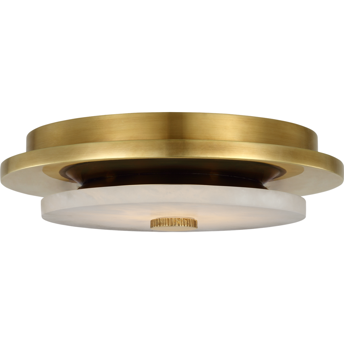 Anne-Marie Barton Lunara 11" Flush Mount in Antique-Burnished Brass with Alabaster W11" x H2.75"