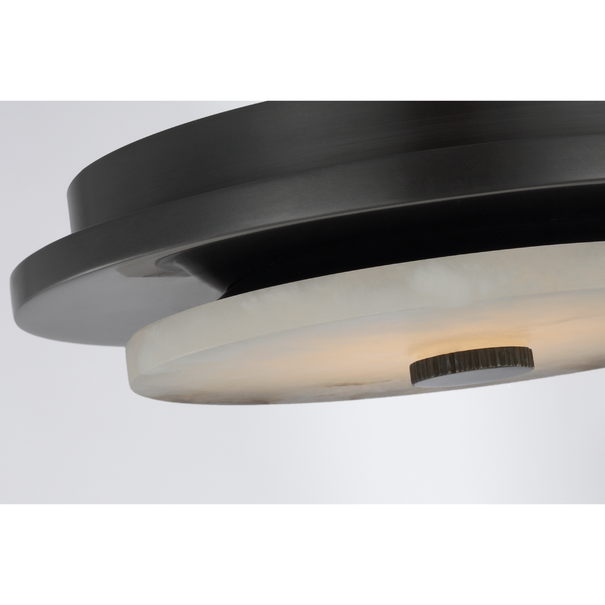 Anne-Marie Barton Lunara 11" Flush Mount in Bronze with Alabaster W11" x H2.75"