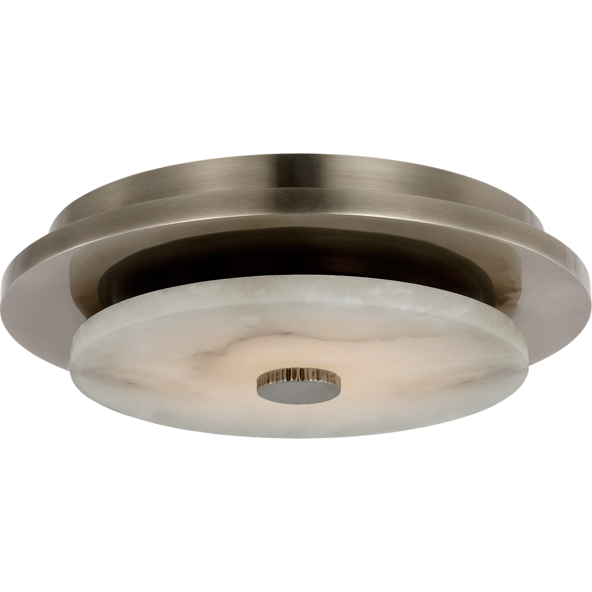 Anne-Marie Barton Lunara 11" Flush Mount in Pewter with Alabaster W11" x H2.75"