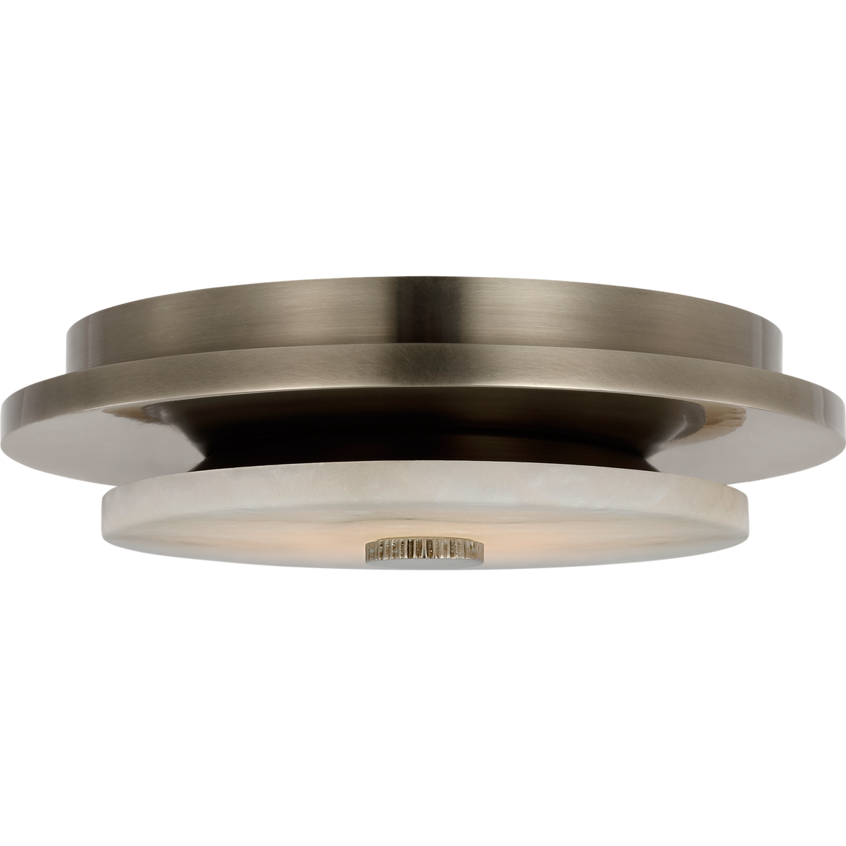 Anne-Marie Barton Lunara 11" Flush Mount in Pewter with Alabaster W11" x H2.75"
