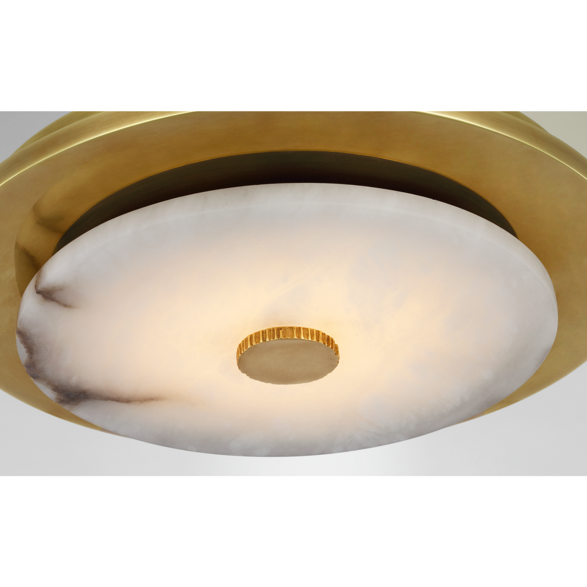 Anne-Marie Barton Lunara 14" Flush Mount in Antique-Burnished Brass with Alabaster W14" x H2.75"
