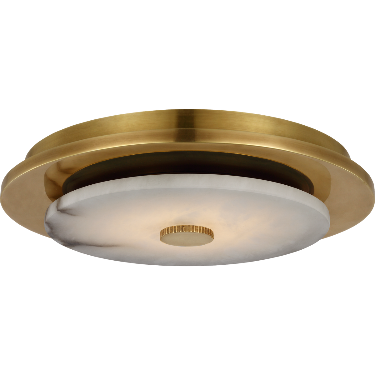 Anne-Marie Barton Lunara 14" Flush Mount in Antique-Burnished Brass with Alabaster W14" x H2.75"